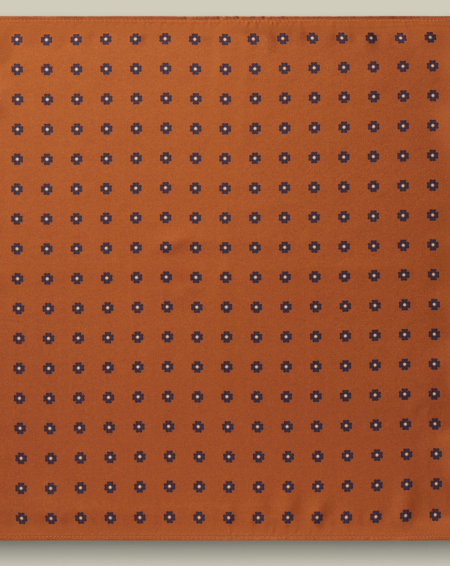 Silk Medallion Print Pocket Square - Orange