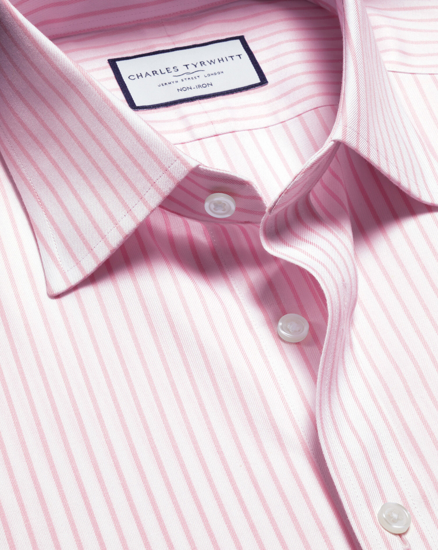 Non-Iron Twill Stripe Shirt - Pink