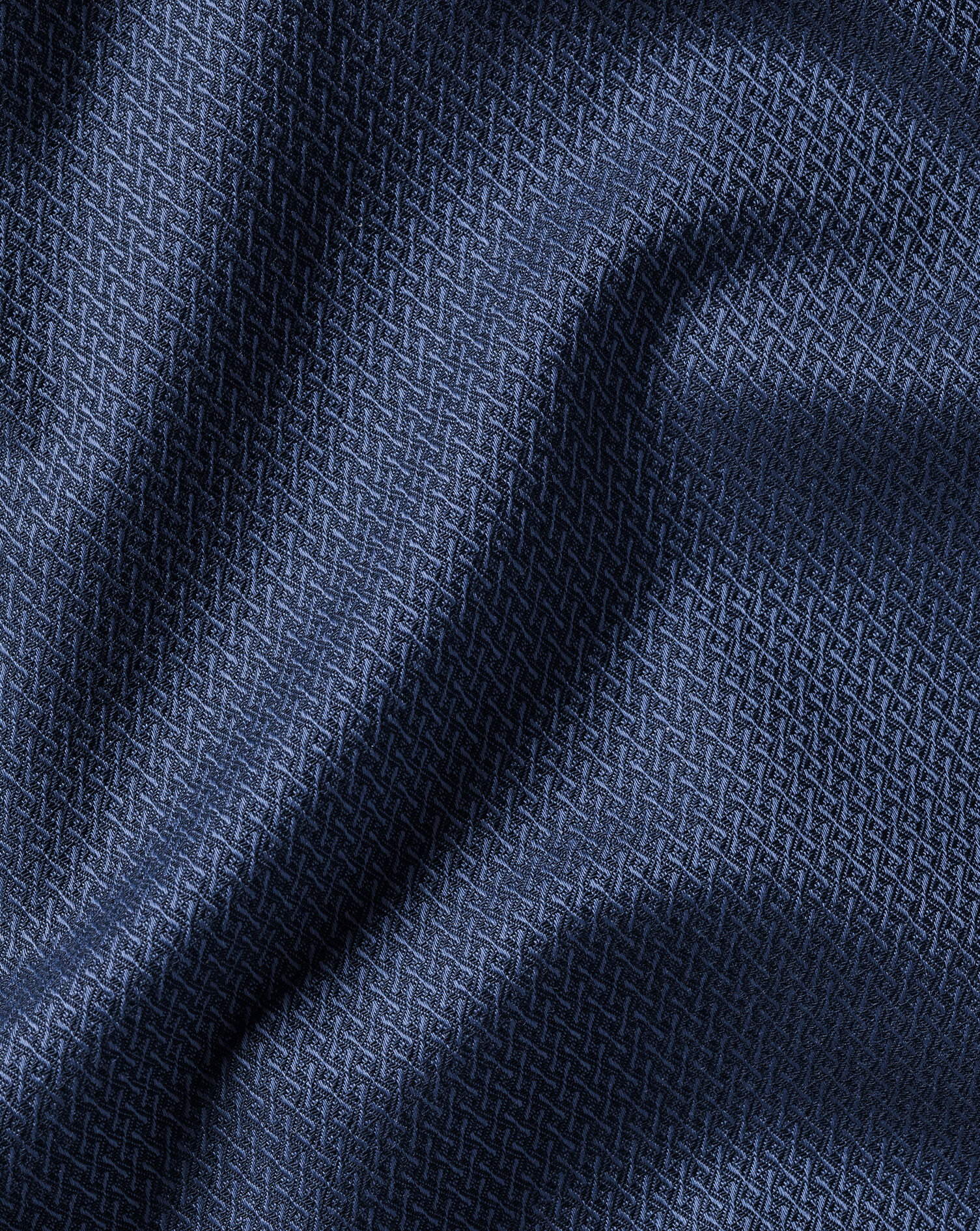 Semi-Spread Collar Non-Iron Stretch Texture Shirt - Denim Blue