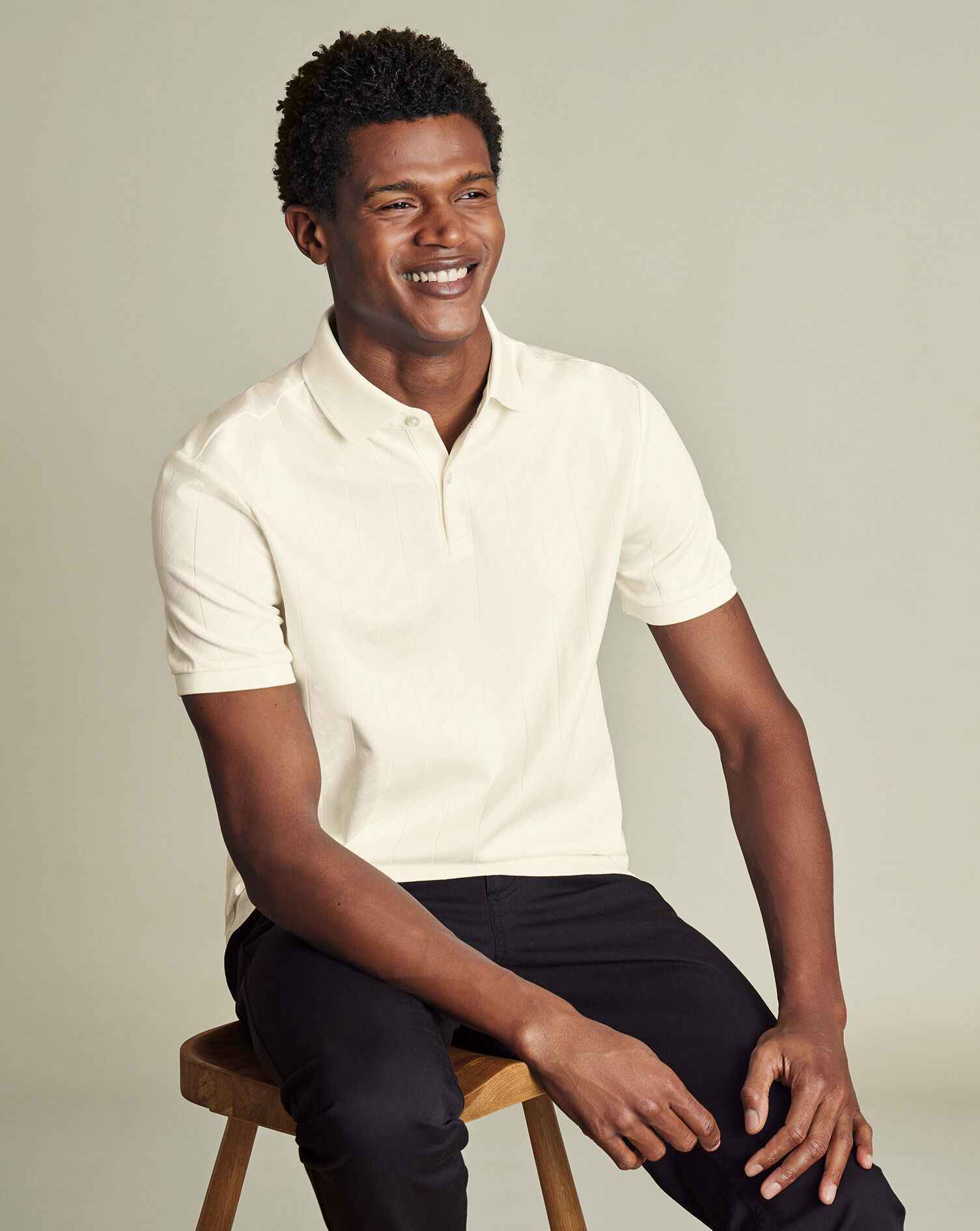 Textured Polo - Cream