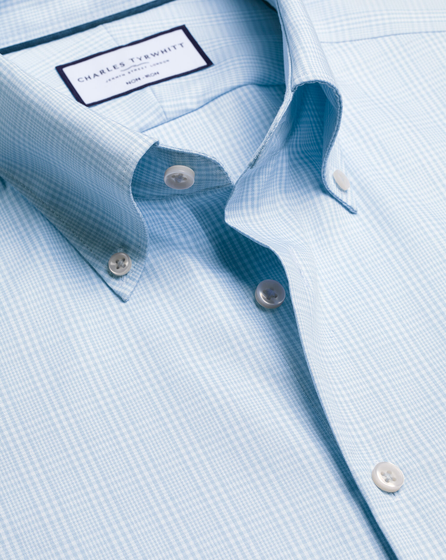 Button-Down Non-Iron Oxford Prince of Wales Check Shirt - Blue