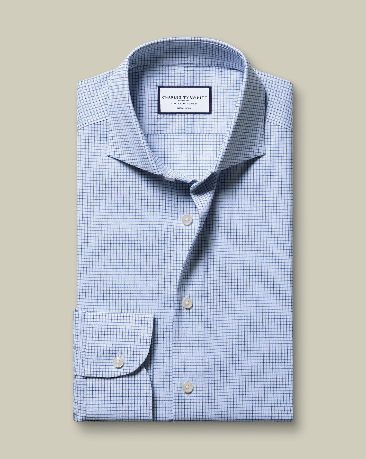 Non-Iron Performance Check Shirt - Mid Blue