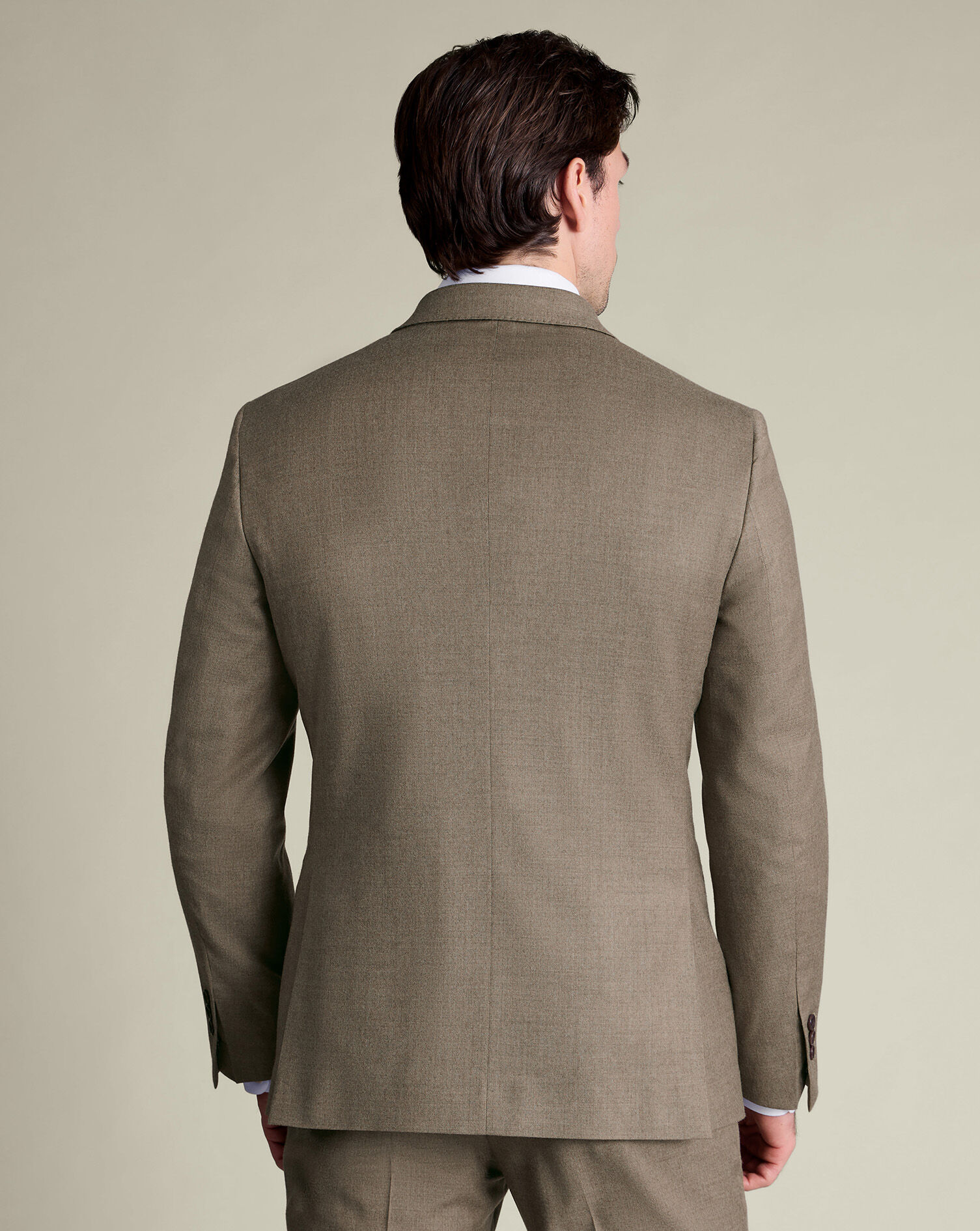 Double Breasted Italian Flannel Suit - Taupe