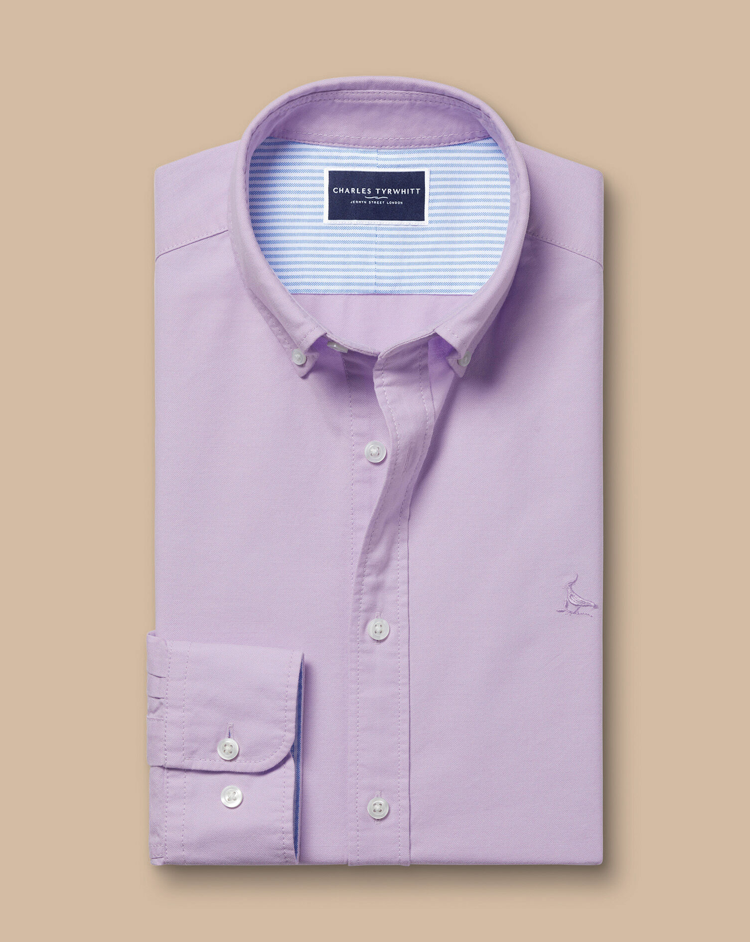 SF Lilac Purple  Button-Down Collar Stretch Washed Oxford Shirt