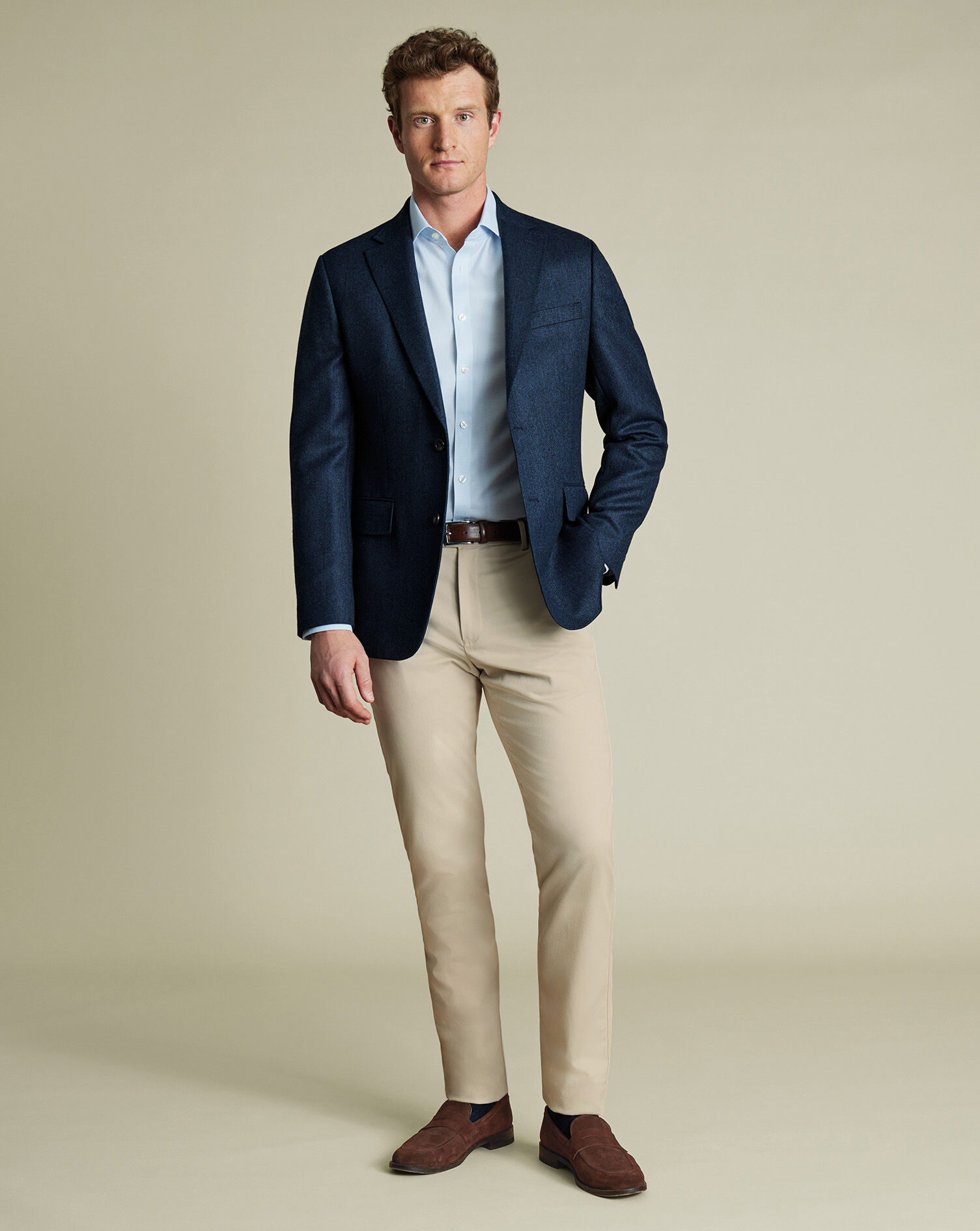 Wool Texture Twill Jacket - Steel Blue