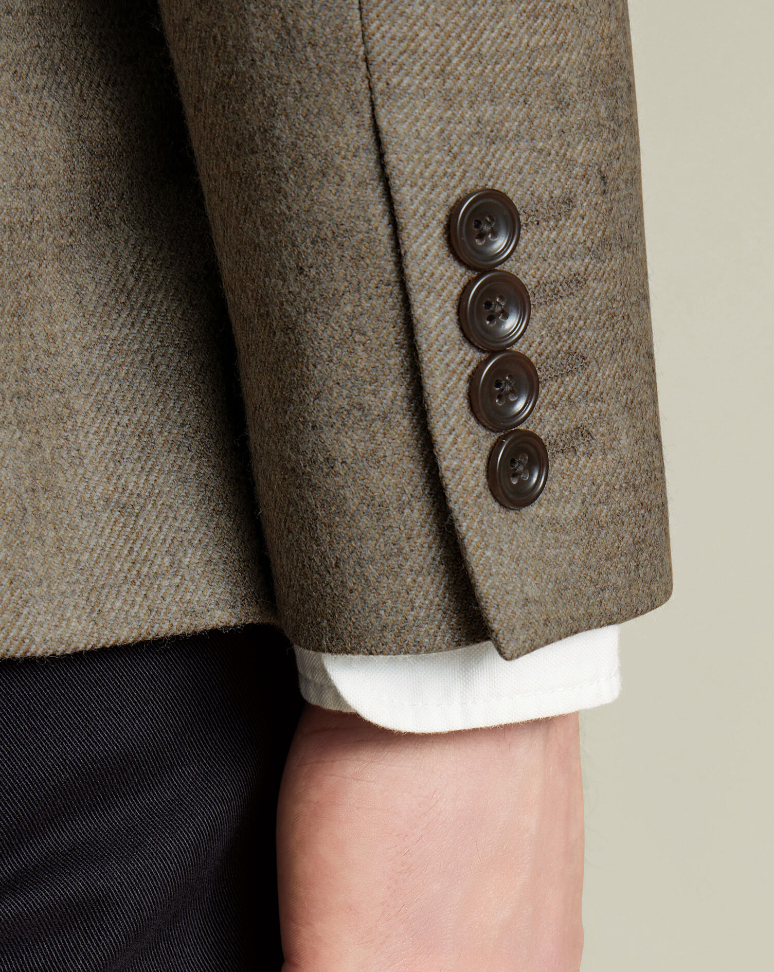 Wool Texture Twill Jacket - Stone