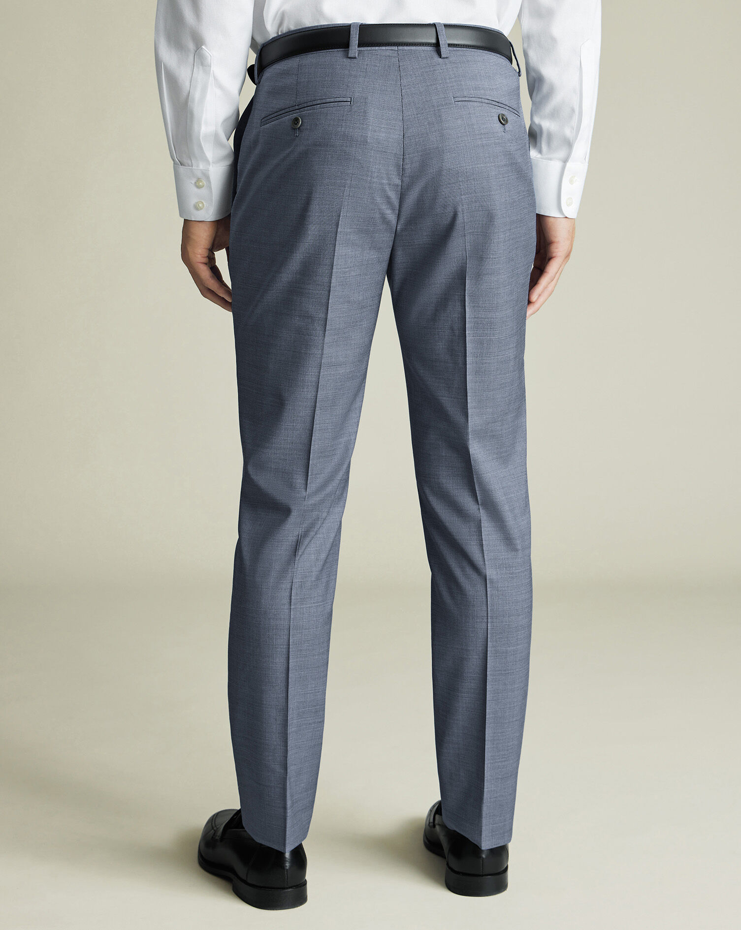 Italian Puppytooth Suit Pants - Airforce Blue