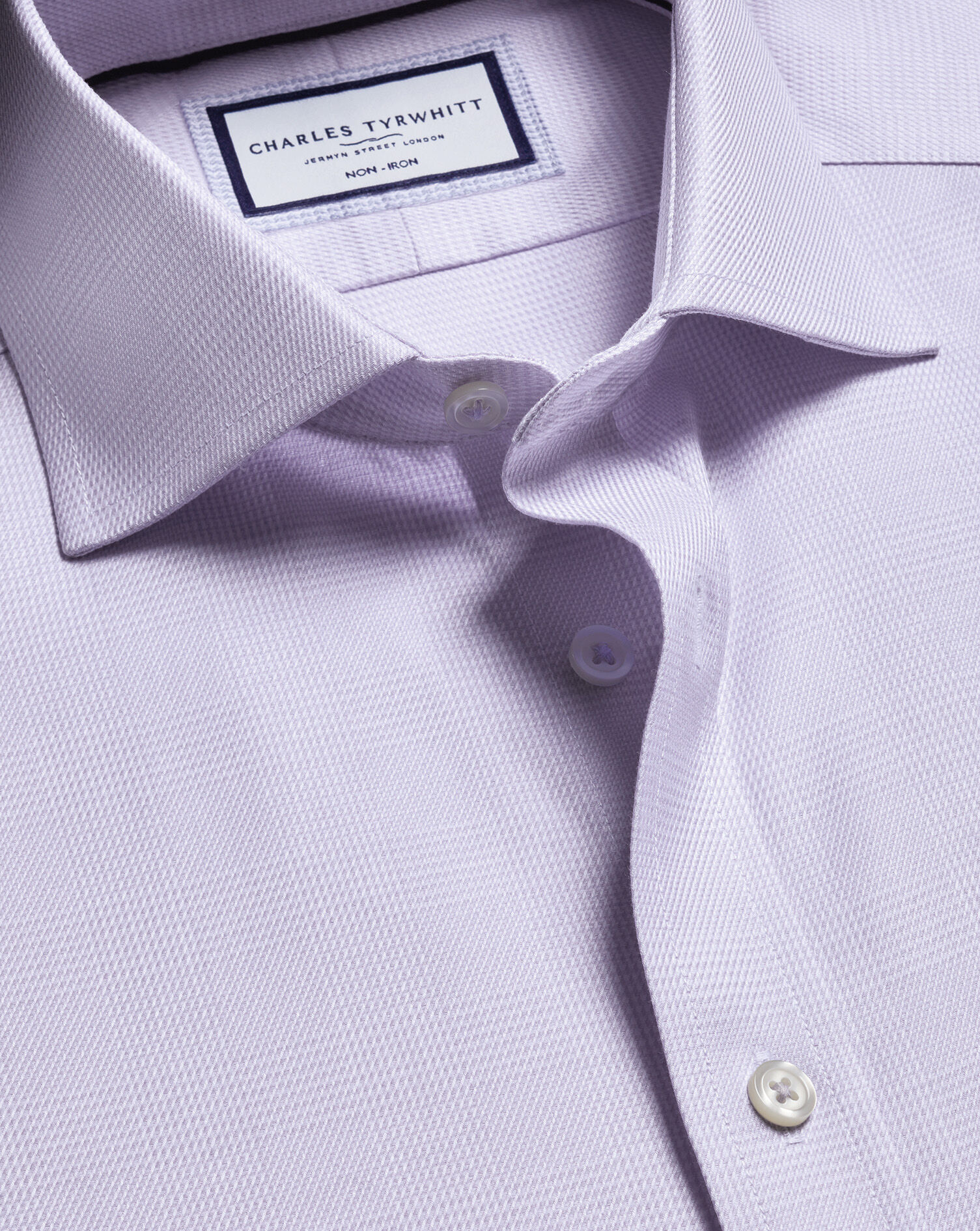 Non-Iron Burlington Weave Prince of Wales Check Shirt - Lilac