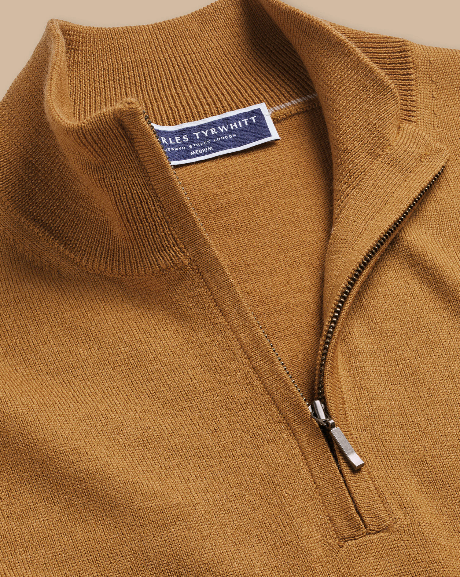 Merino Quarter Zip Sweater - Gold Melange