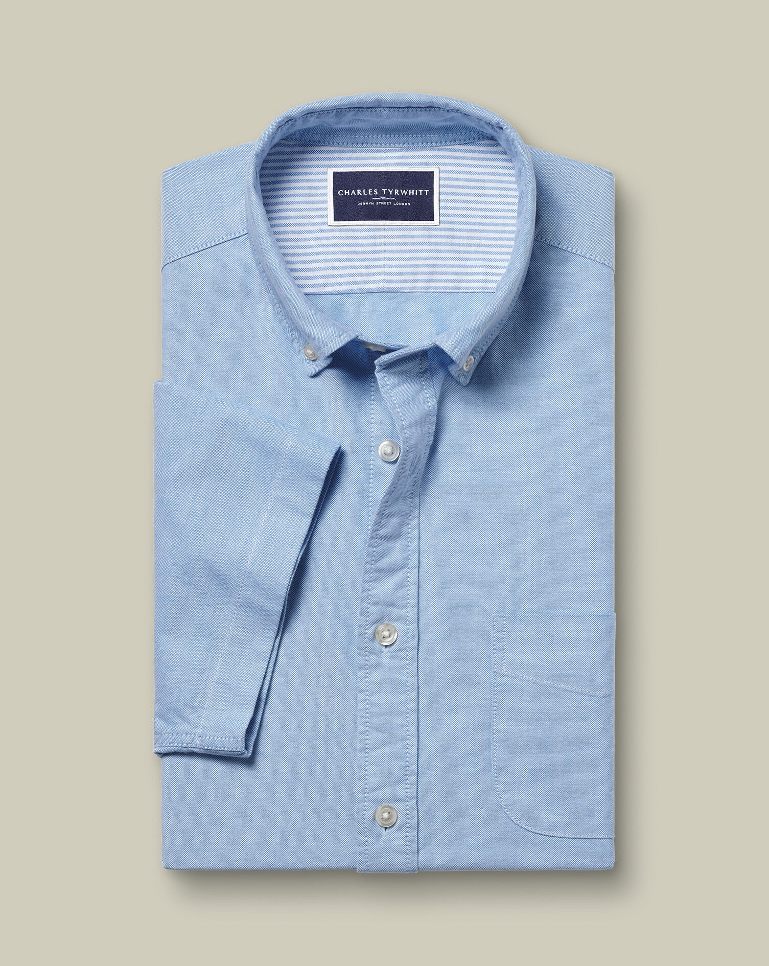 Washed Oxford Short Sleeve Shirt - Sky Blue