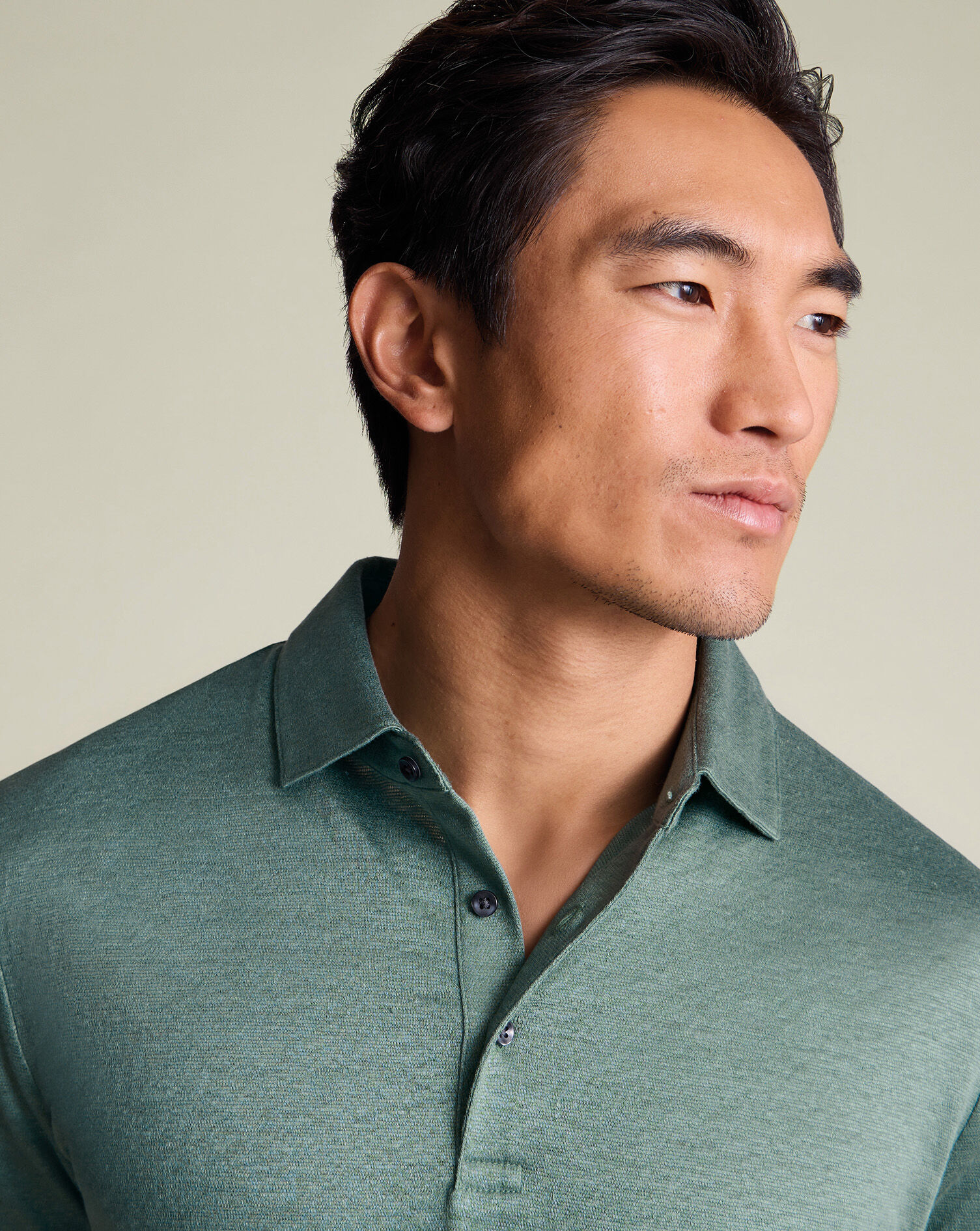 Linen Polo - Aqua Green
