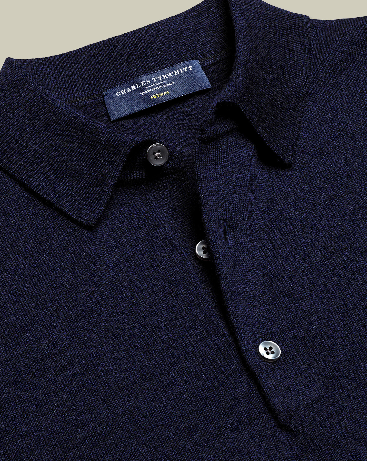 Pure Merino Knitted Polo - Navy