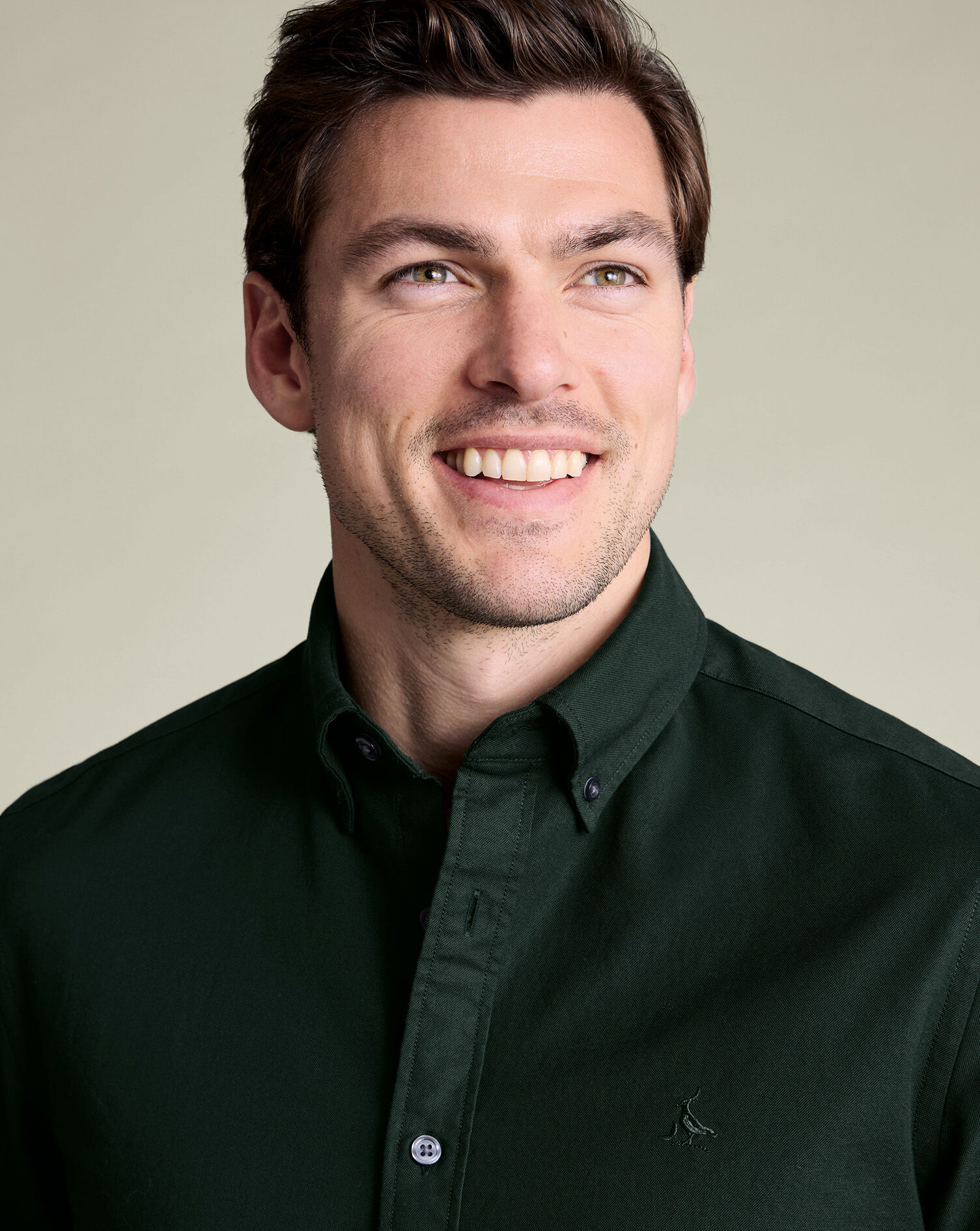 Stretch Washed Oxford Shirt - Forest Green