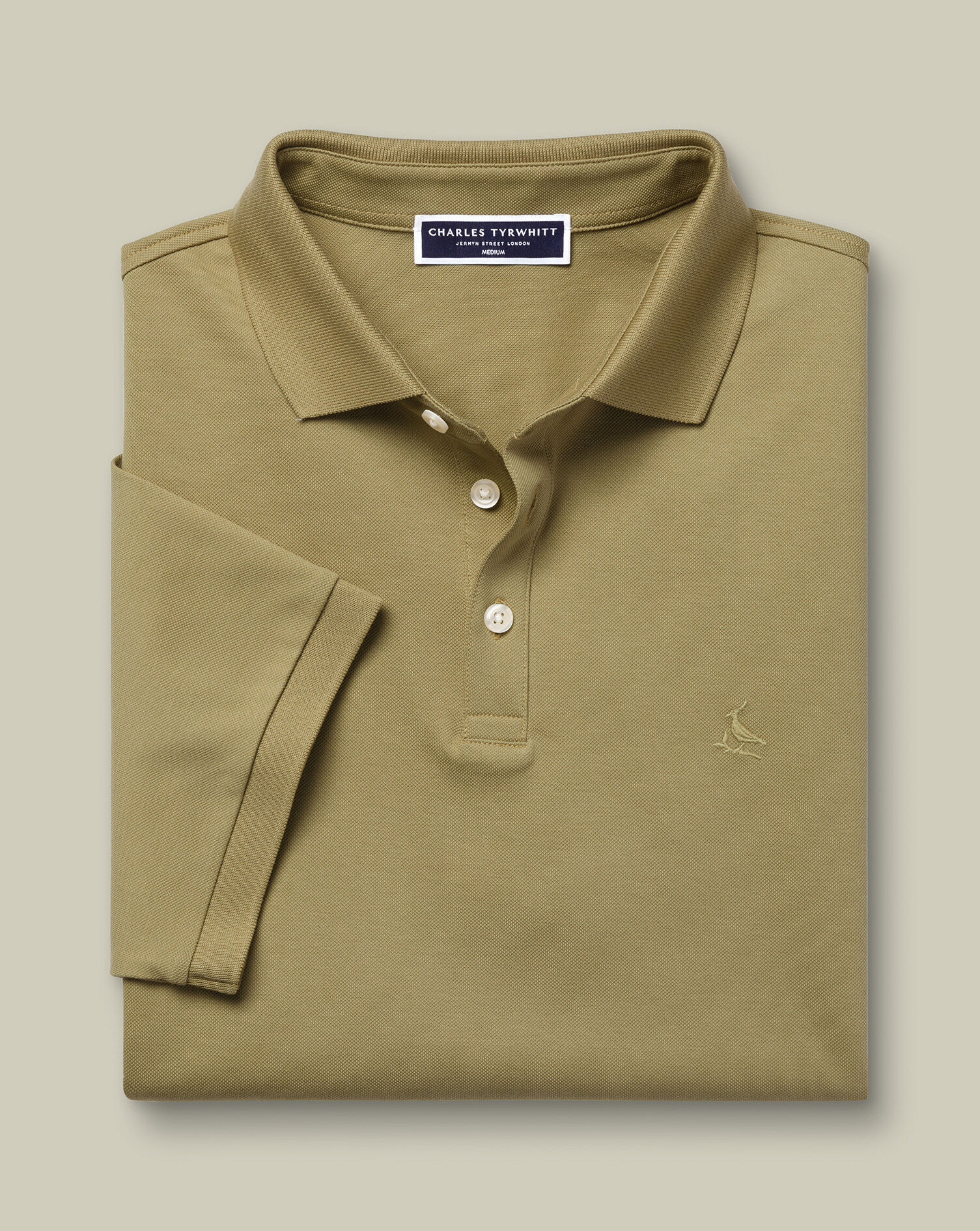 Cotton Stretch Pique Polo - Olive Green