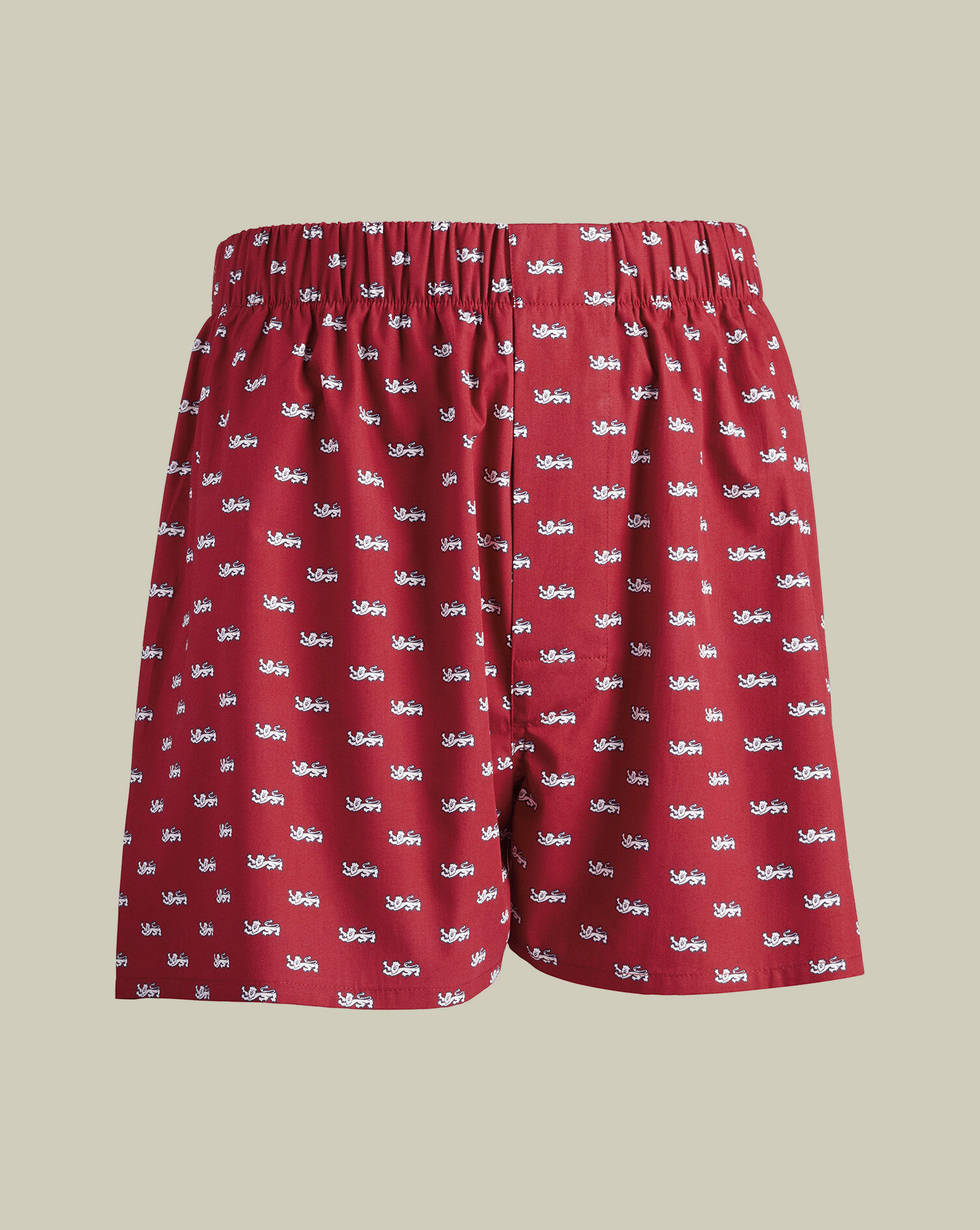 The Lions Print Woven Boxers - Red