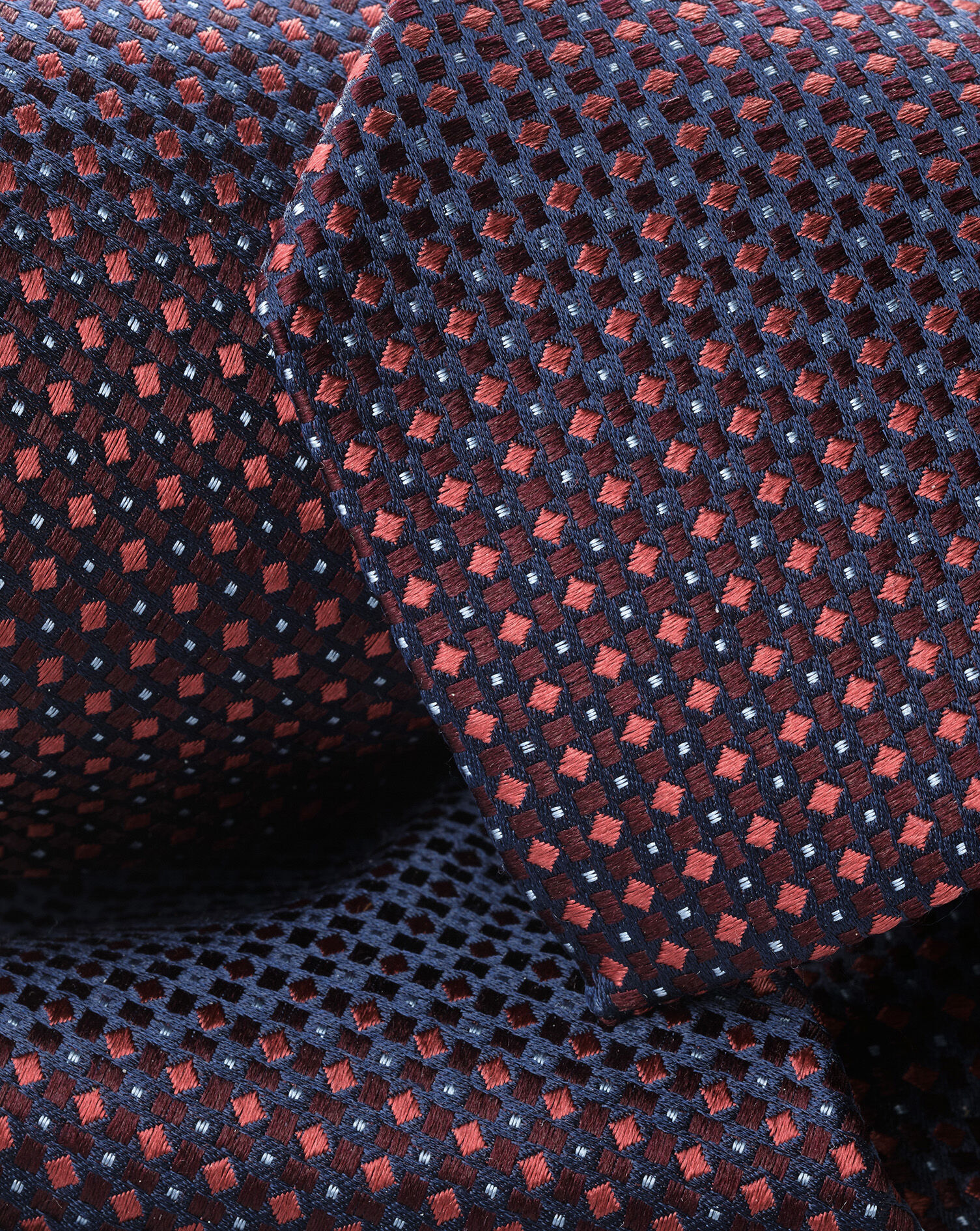 Silk Semi-Plain Patterned Tie - Maroon Red