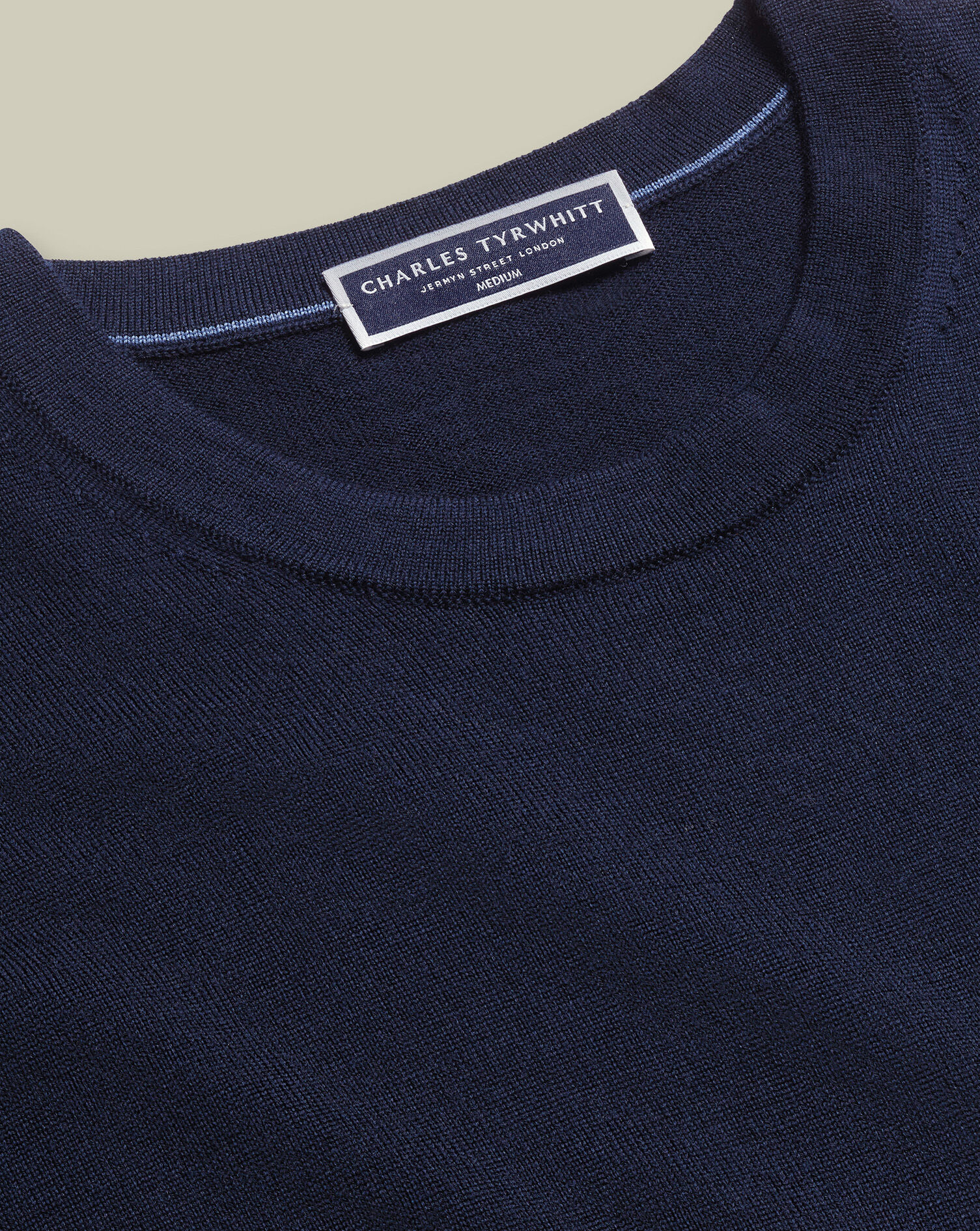 Pure Merino Crew Neck Sweater - Navy