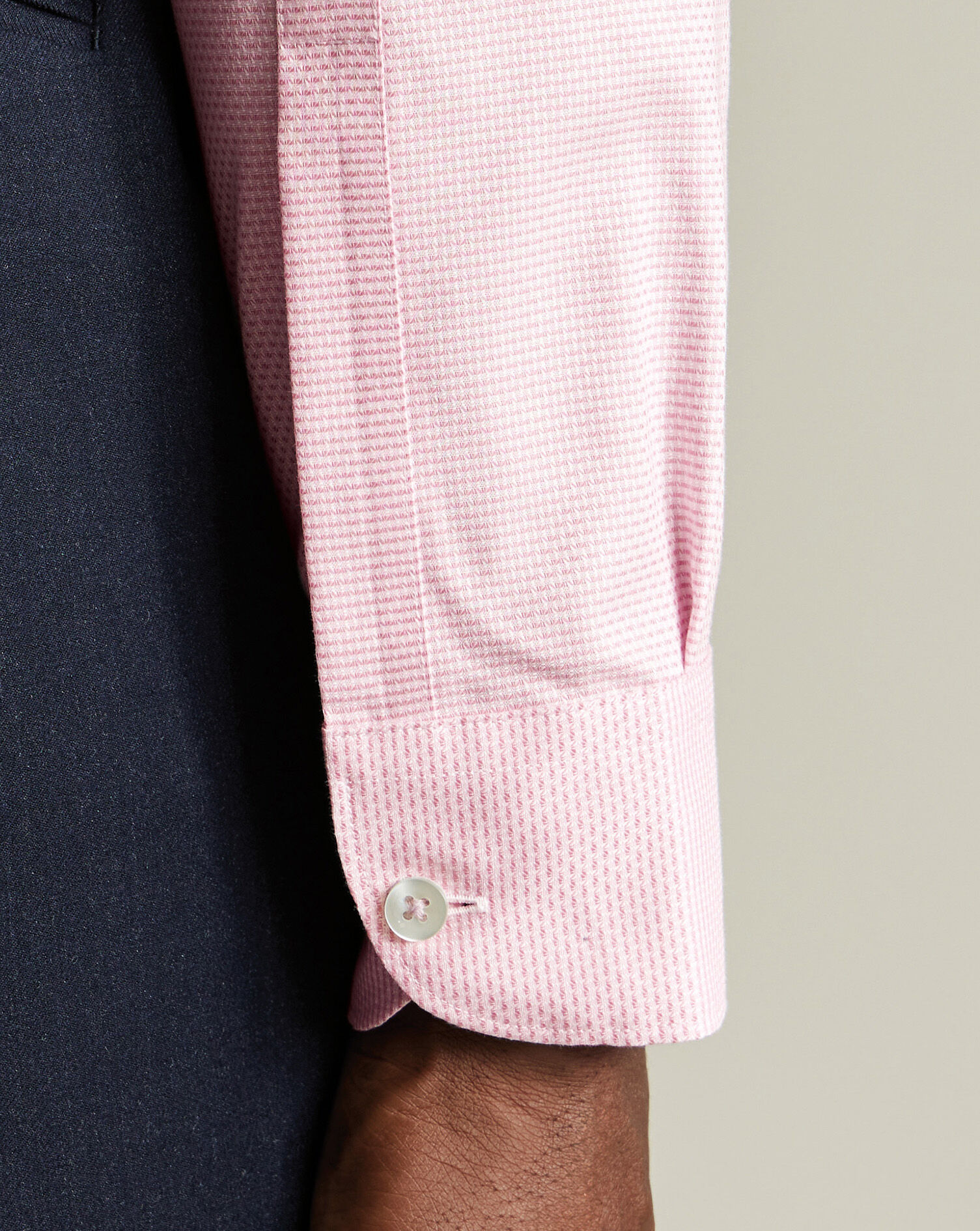 Non-Iron Stretch Texture Line Shirt - Pink