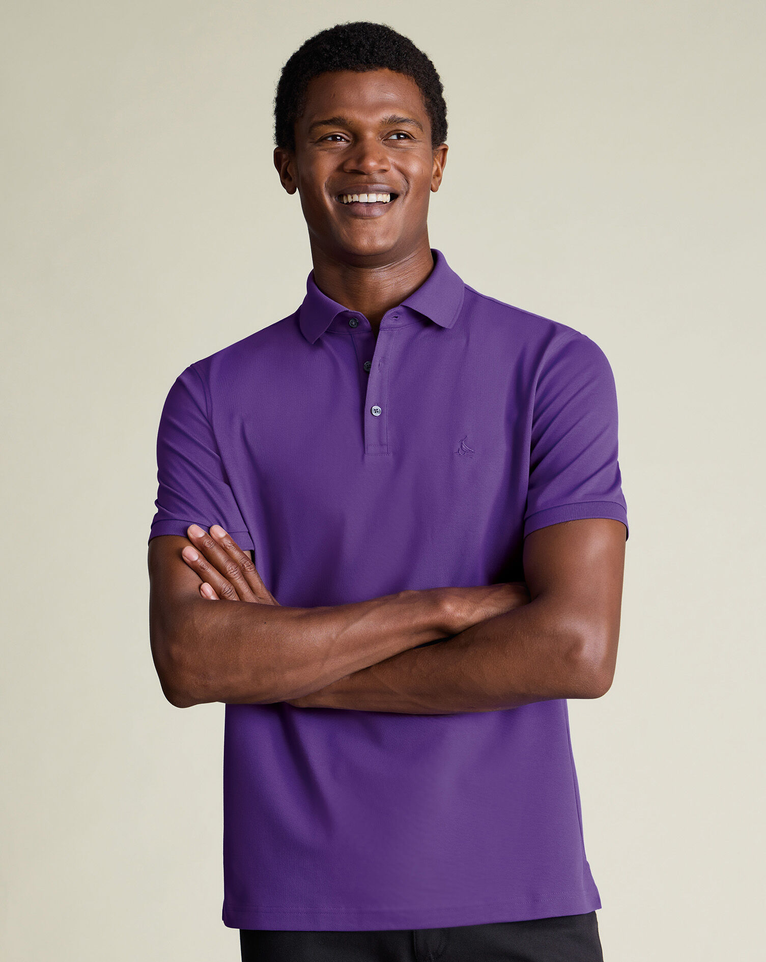 Cotton Stretch Pique Polo - Purple