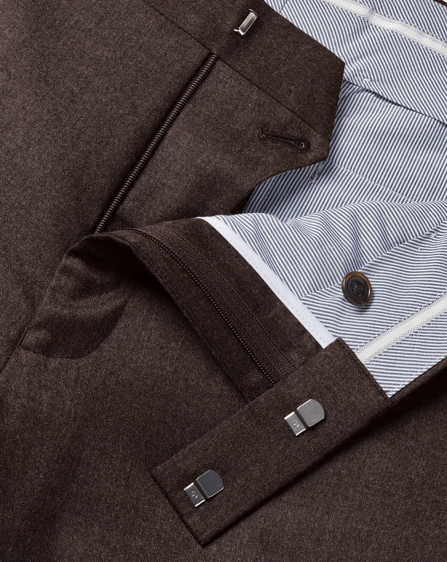 Italian Flannel Suit Pants - Chocolate Brown