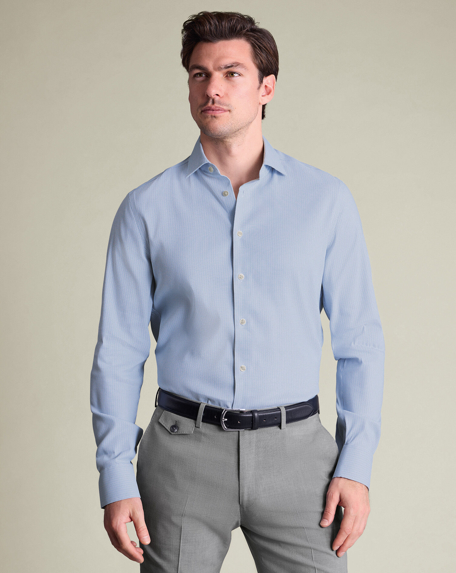 Non-Iron Performance Texture Shirt - Blue