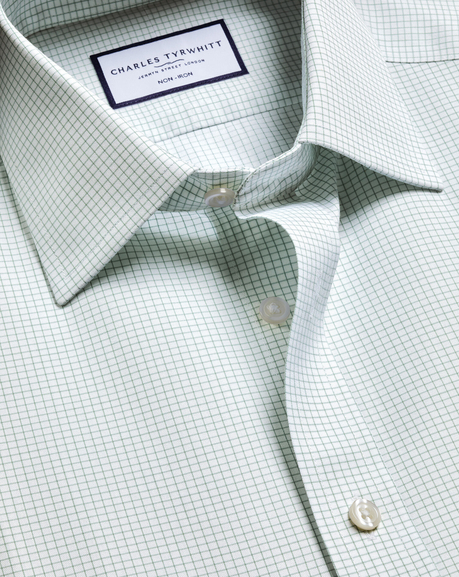 Non-Iron Twill Check Shirt - Green