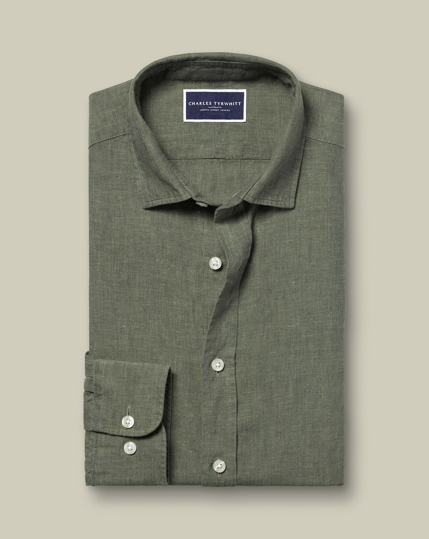 Pure Linen Shirt - Olive Green