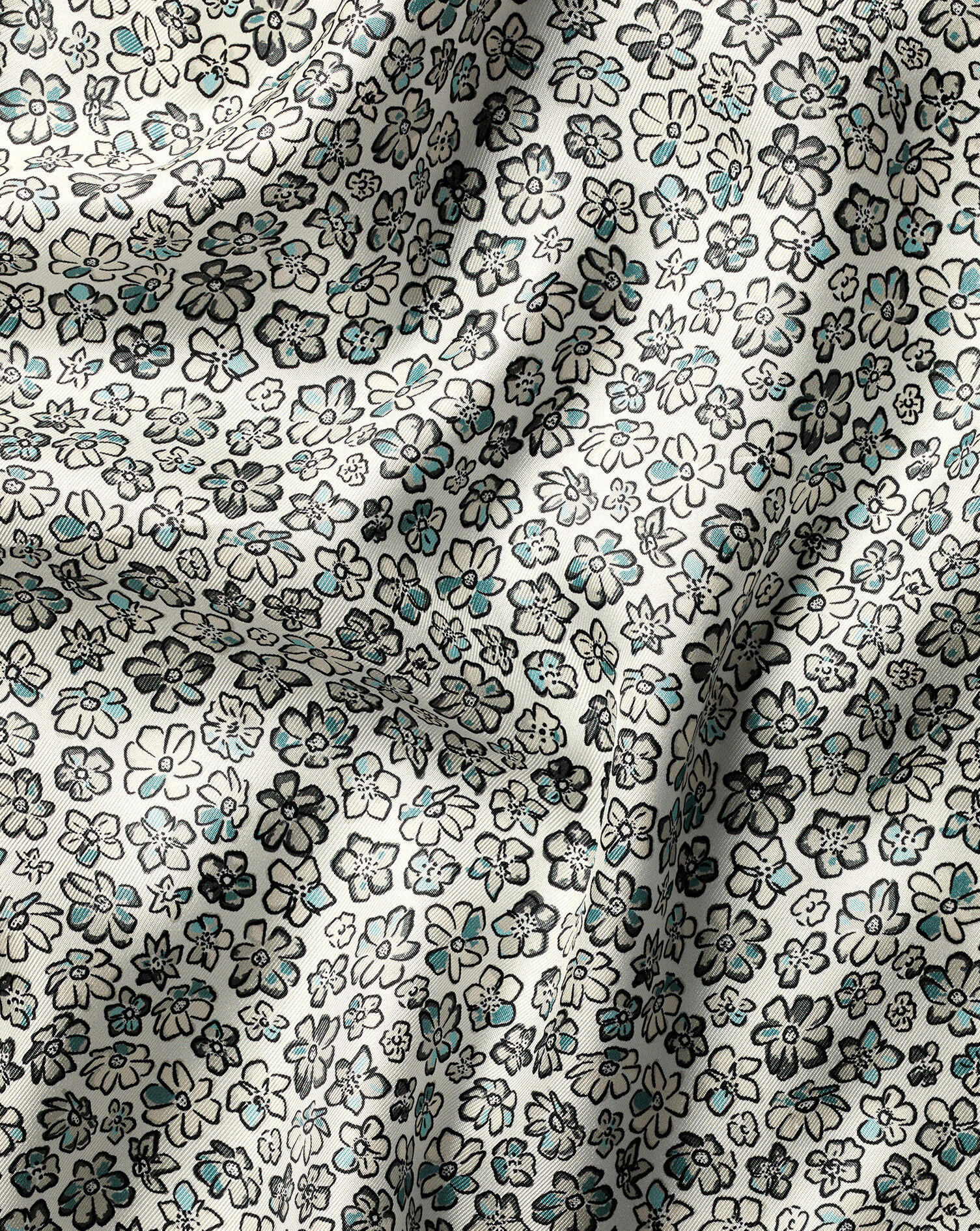 Silk Floral Print Pocket Square - Ivory White