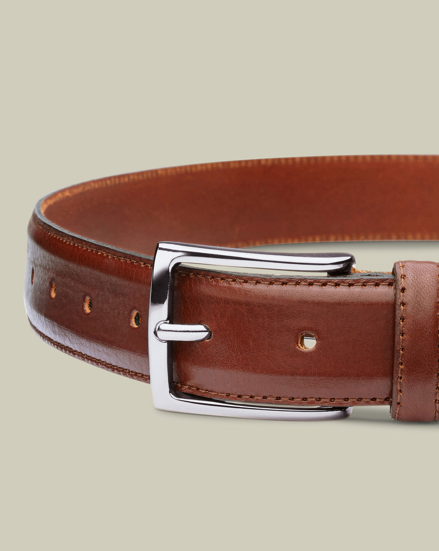 Formal Leather Belt - Dark Tan