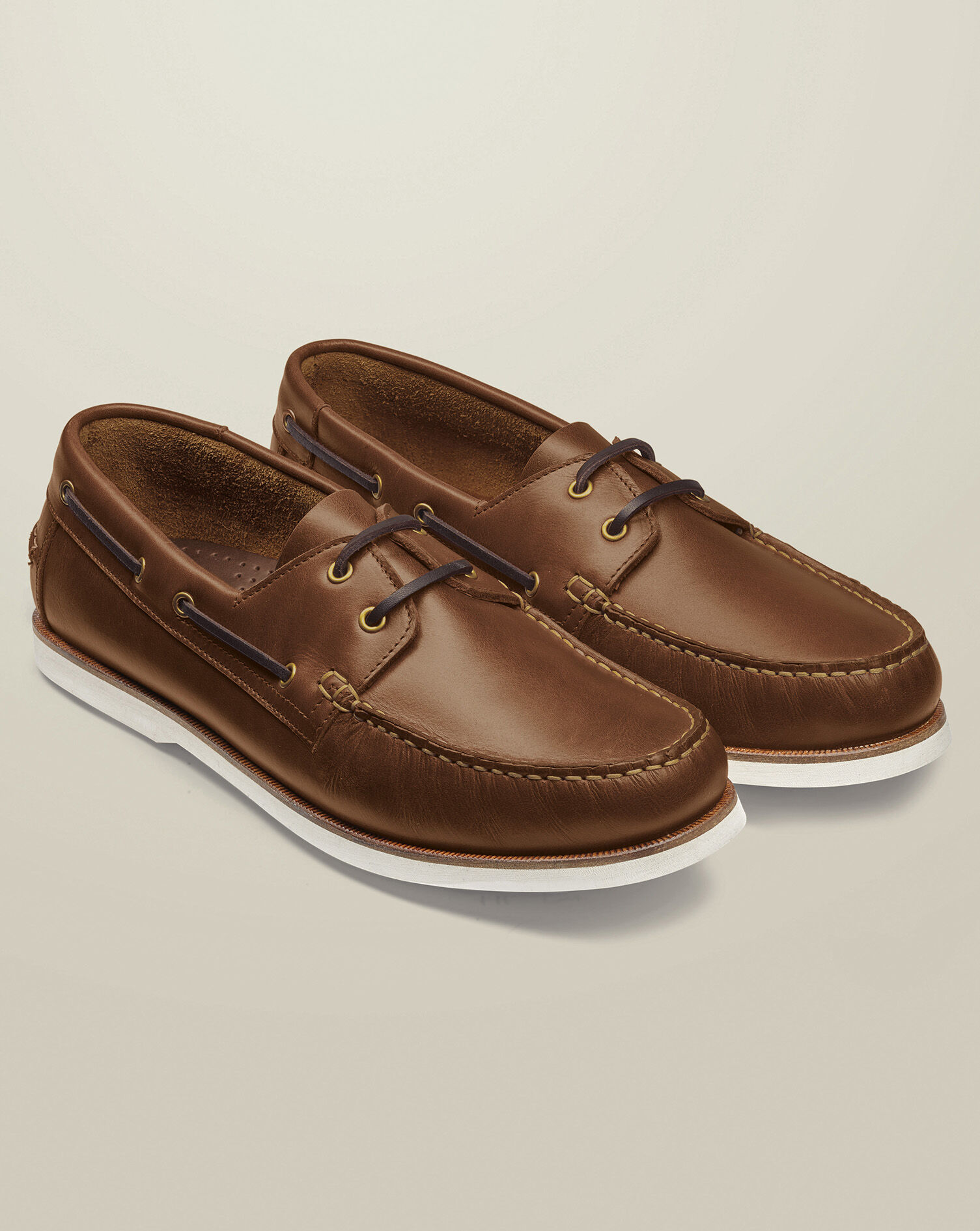 Leather Boat Shoes - Dark Tan