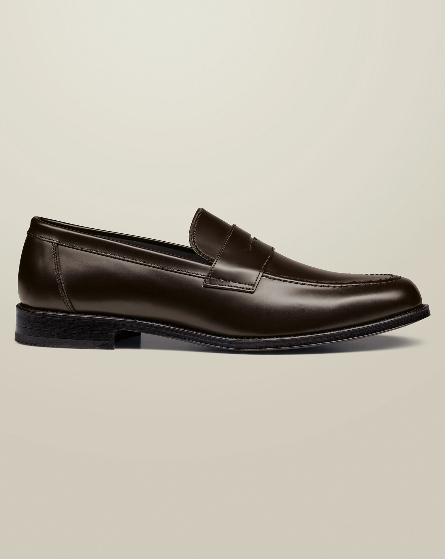 High Shine Leather Penny Loafers - Dark Chocolate