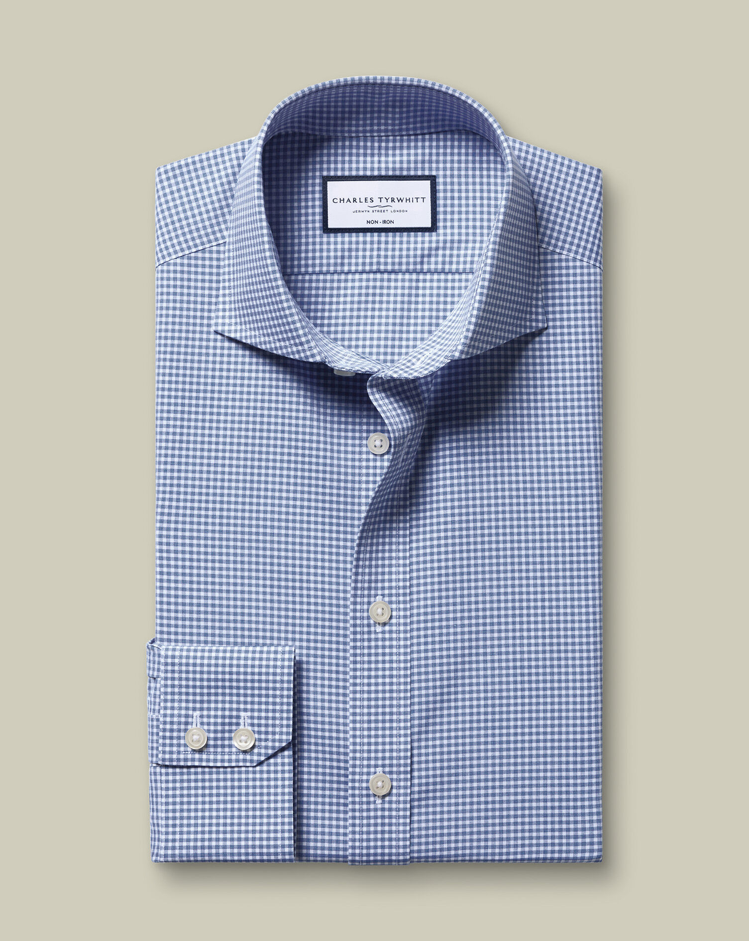 Non-Iron Poplin Gingham Shirt - Royal Blue