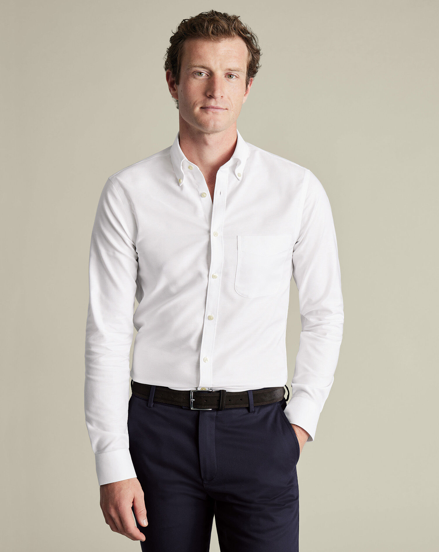Non-Iron Stretch Oxford Shirt - White