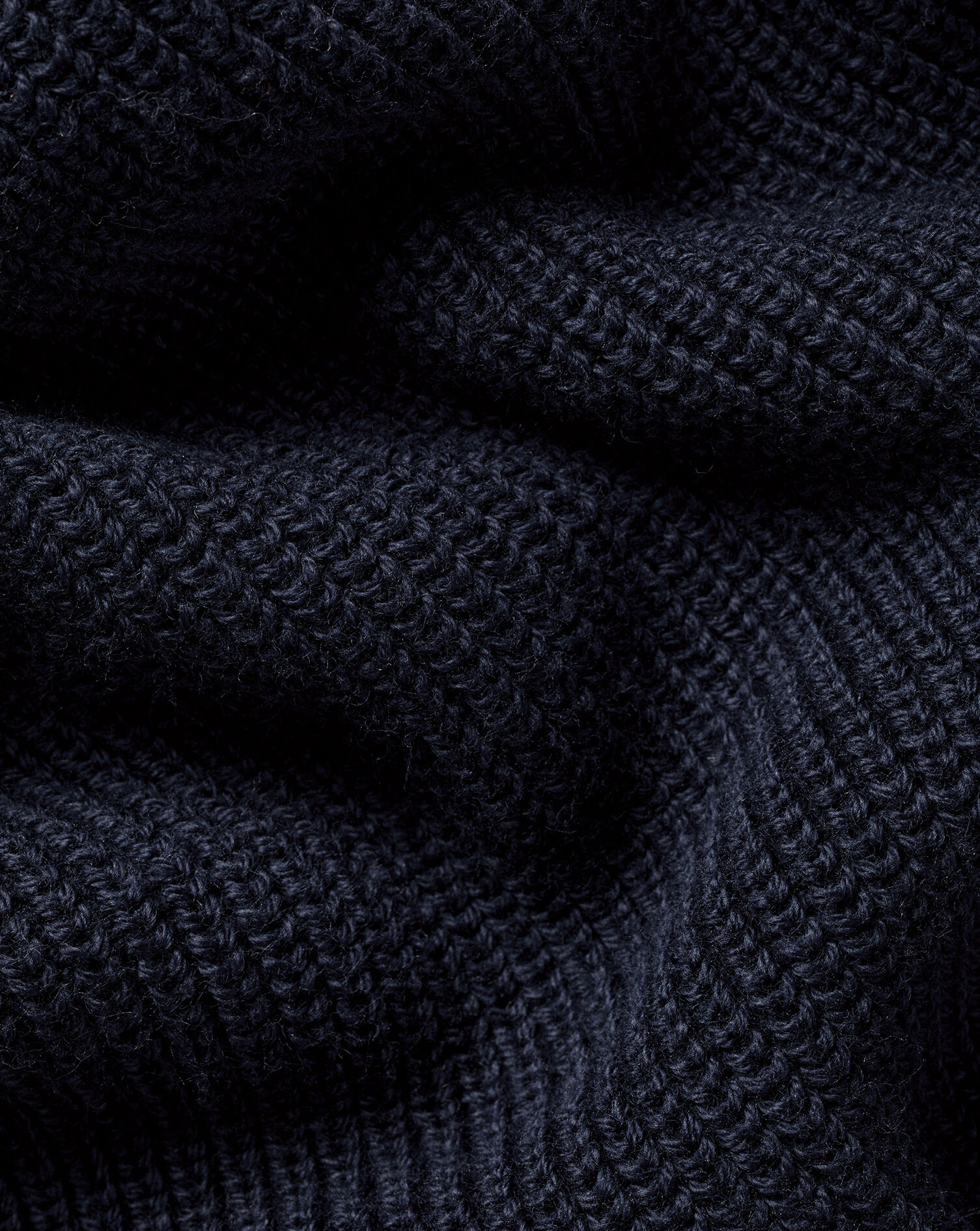 Cotton Rib Crew Neck Sweater - Navy