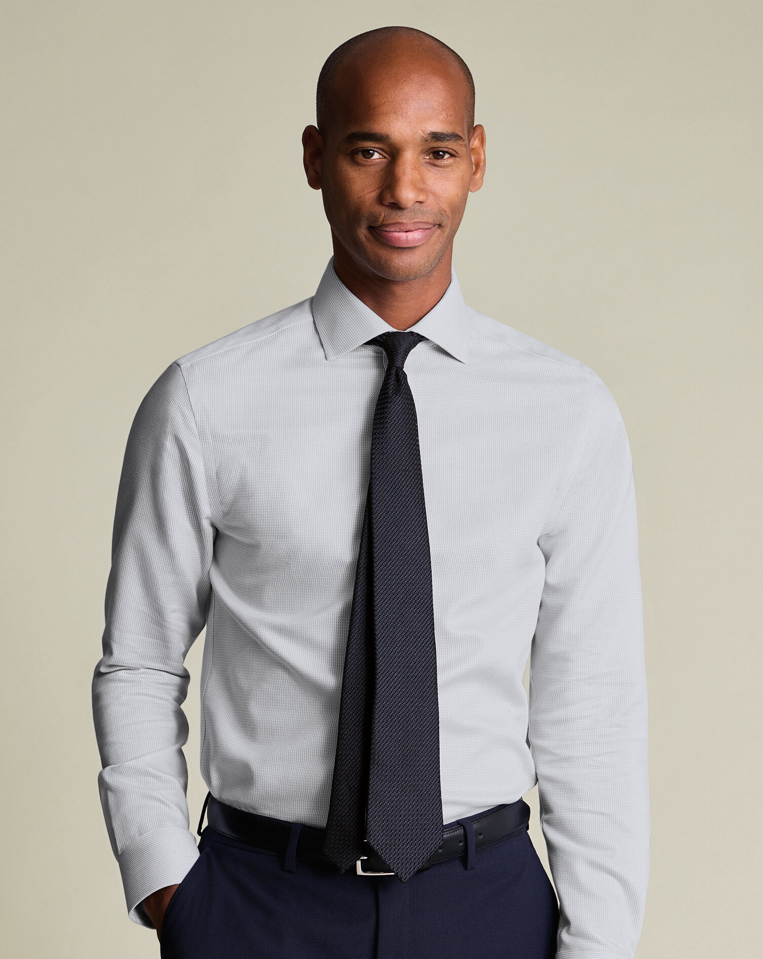 Non-Iron Stretch Burlington Weave Shirt - Silver Gray