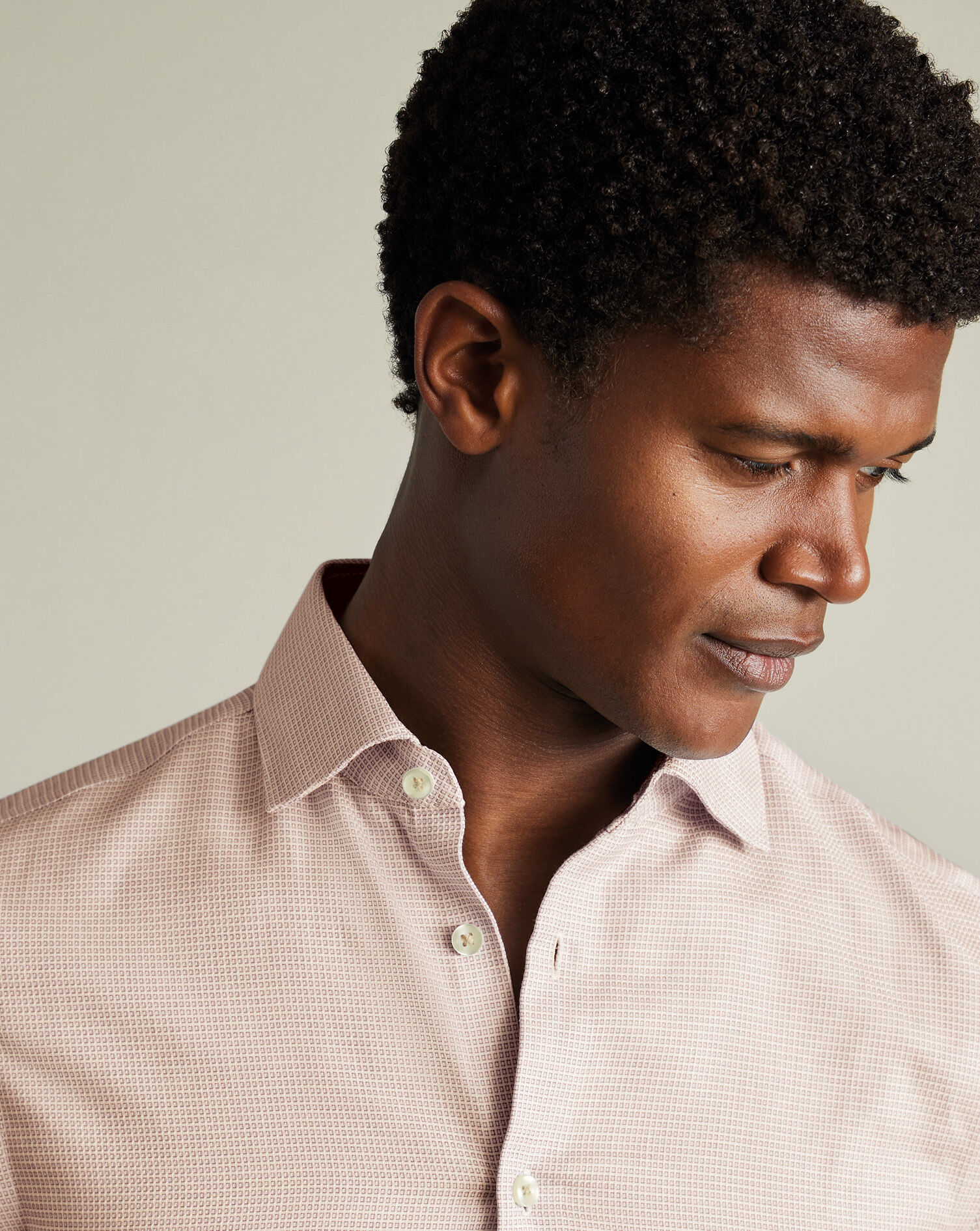 Non-Iron Stretch Texure Square Shirt - Taupe