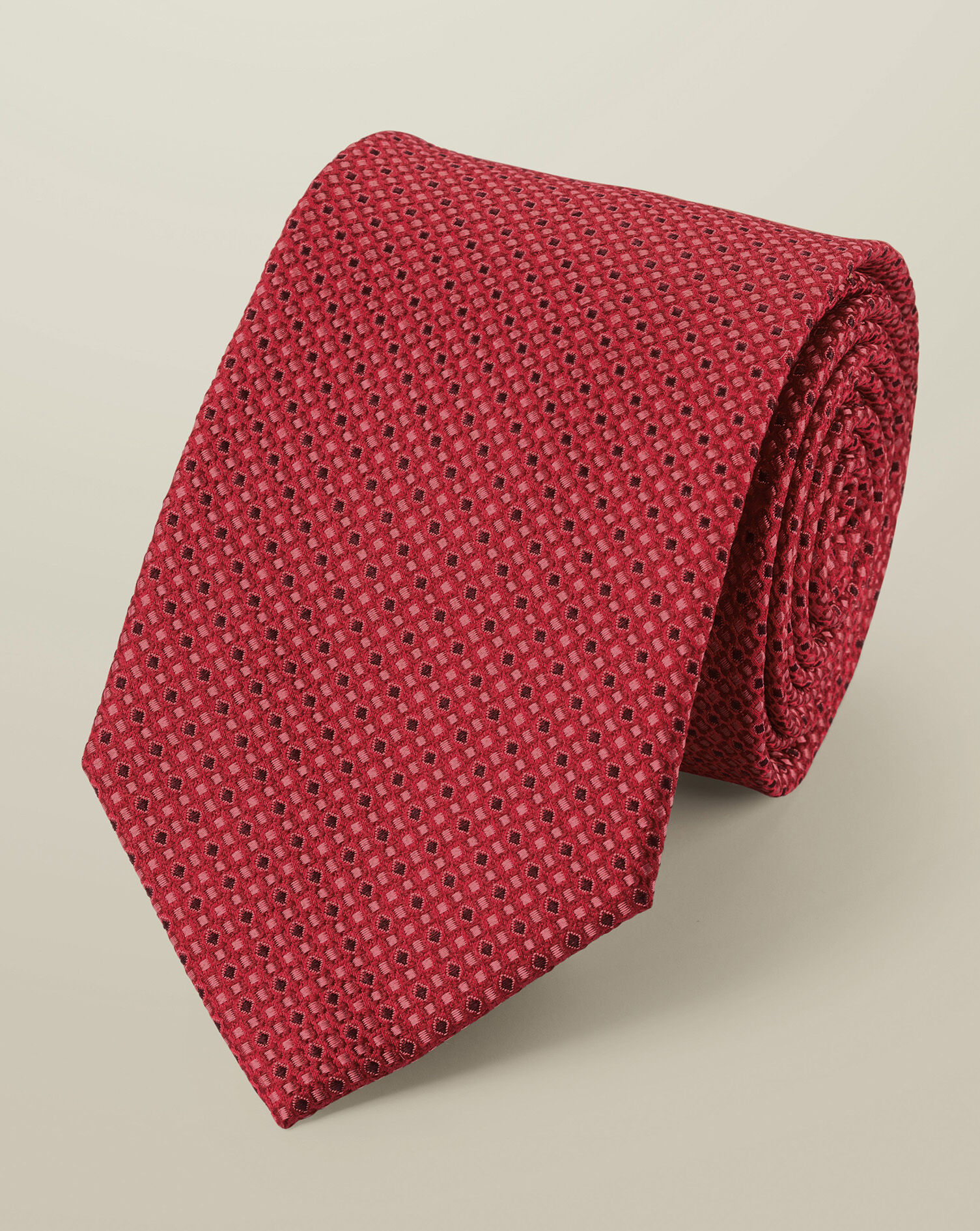 Silk Semi-Plain Tie - Red
