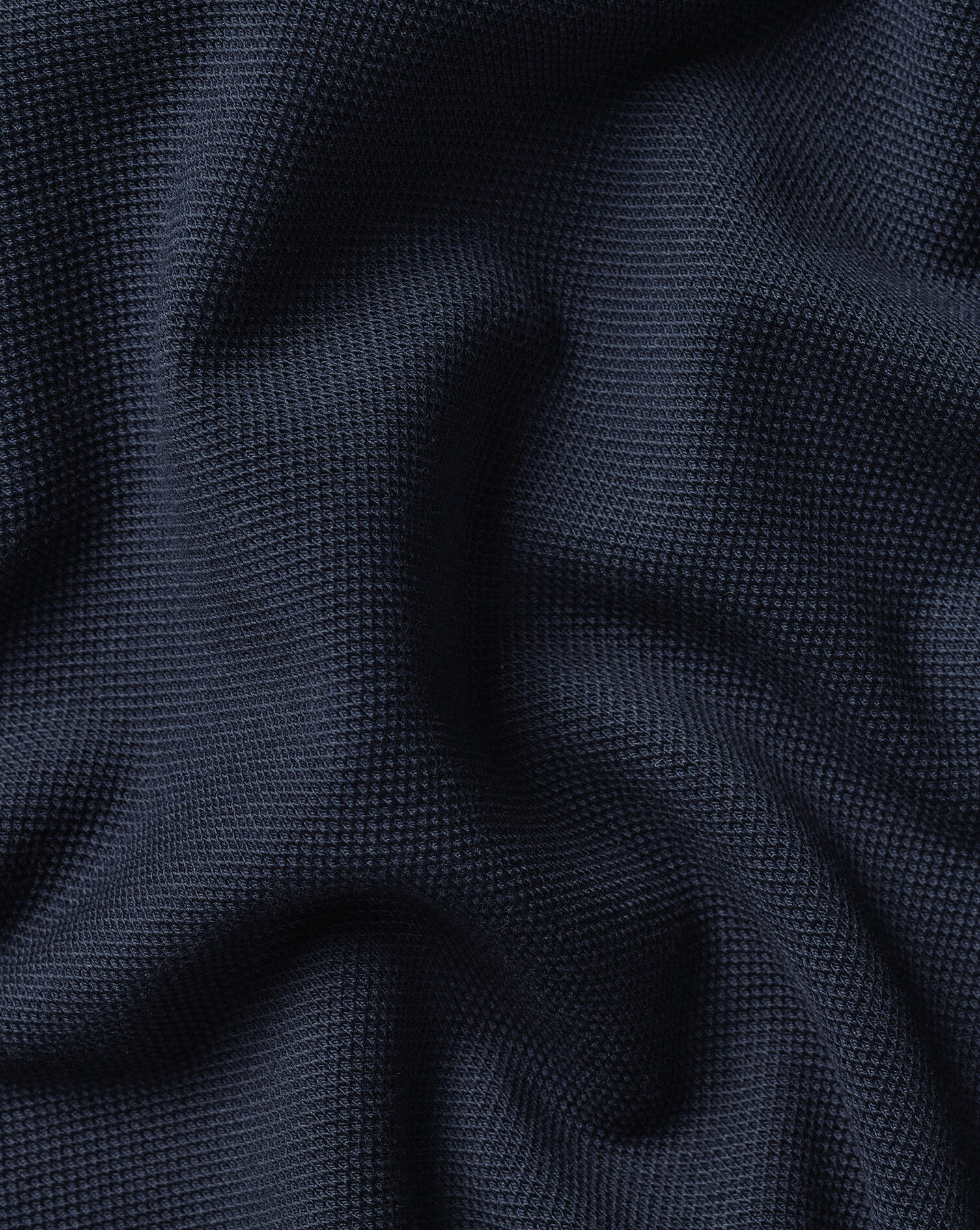 Long Sleeve Smart Pique Polo - Navy