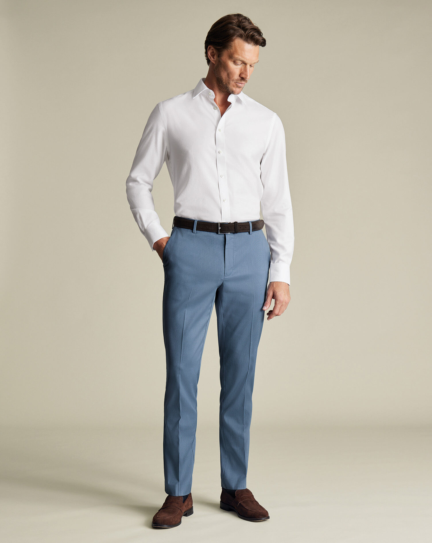 Smart Texture Pants - Airforce Blue