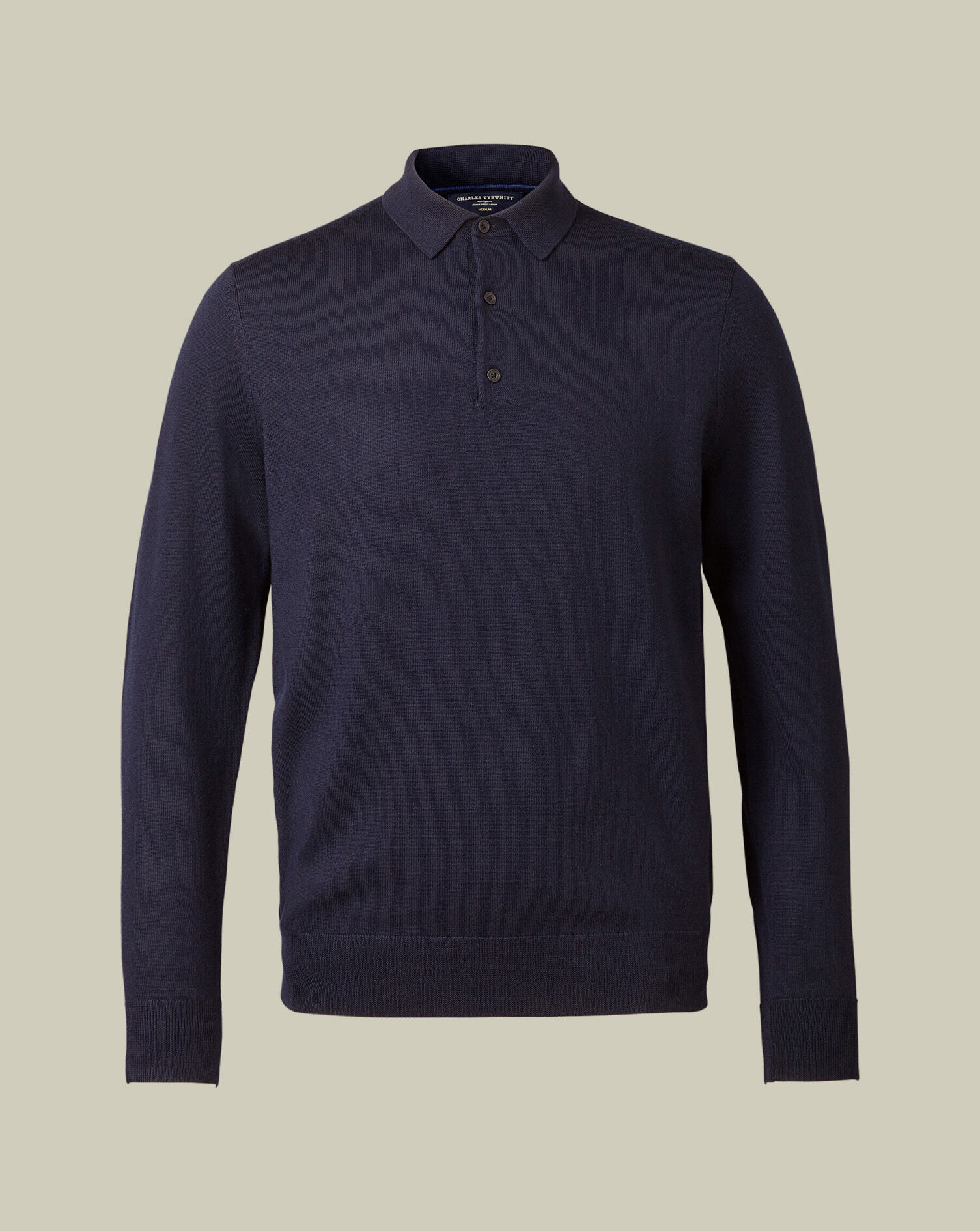 Pure Merino Knitted Polo - Navy