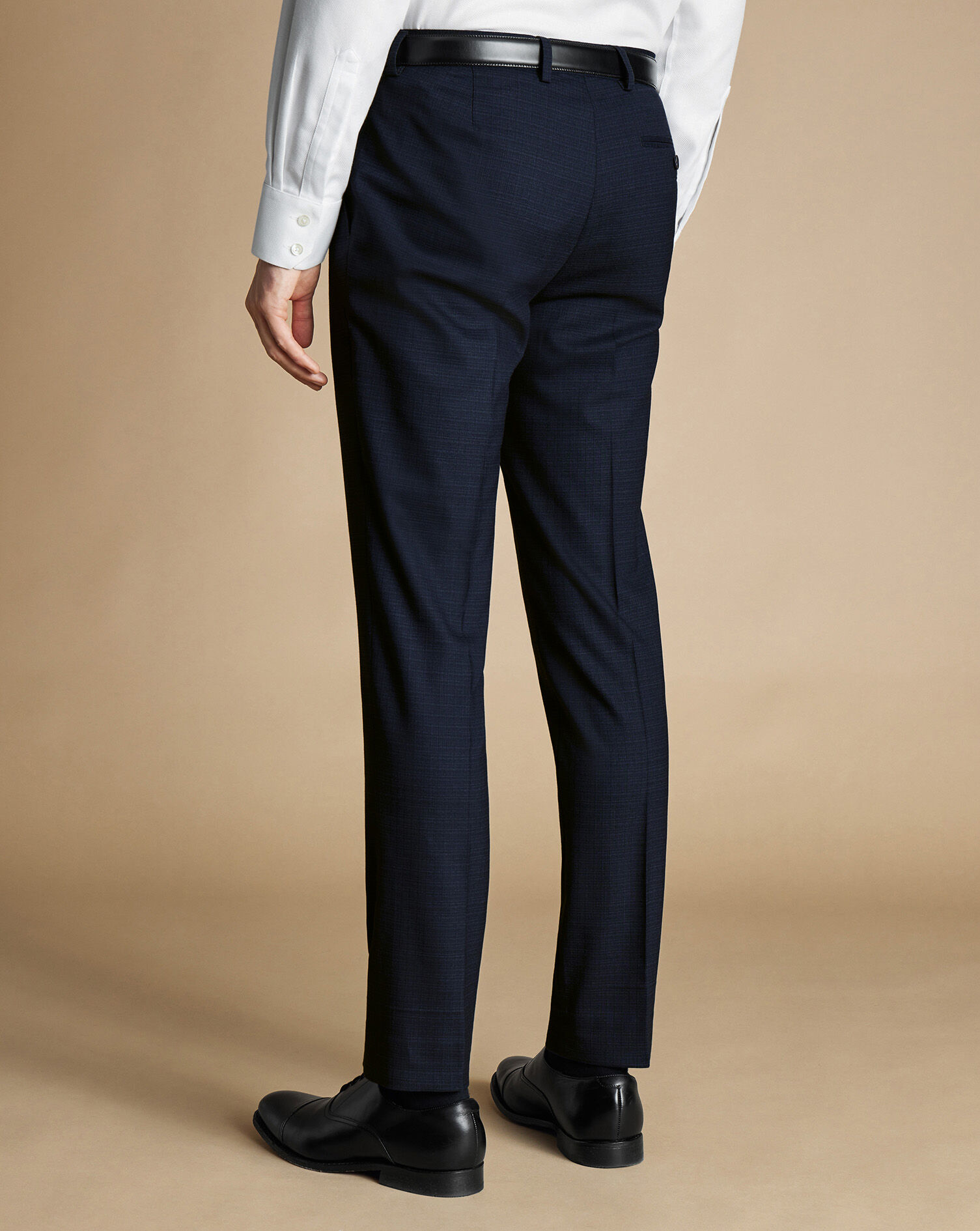 Micro Grid Check Suit Pants - Navy