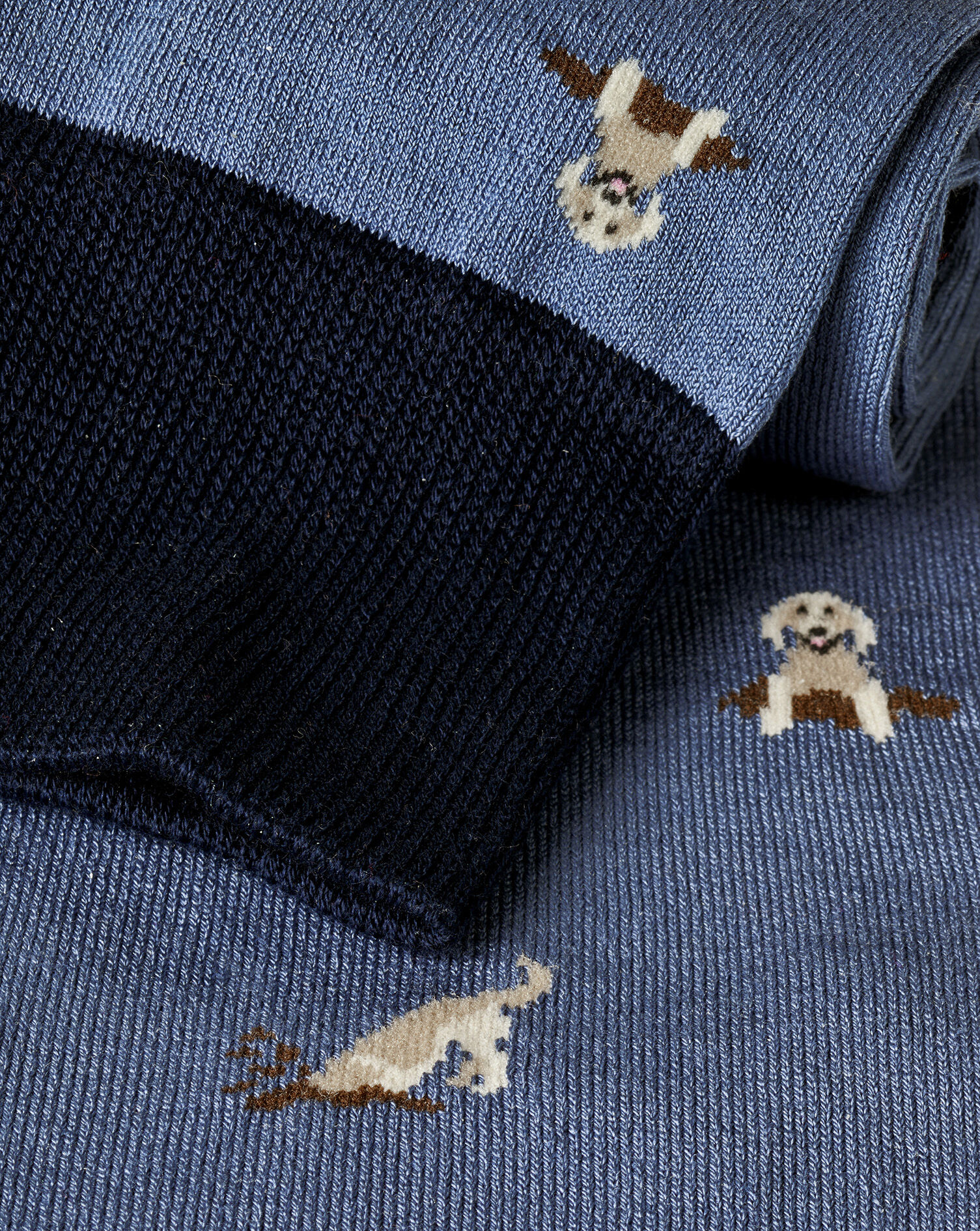 Dog Motif Socks - Denim Blue