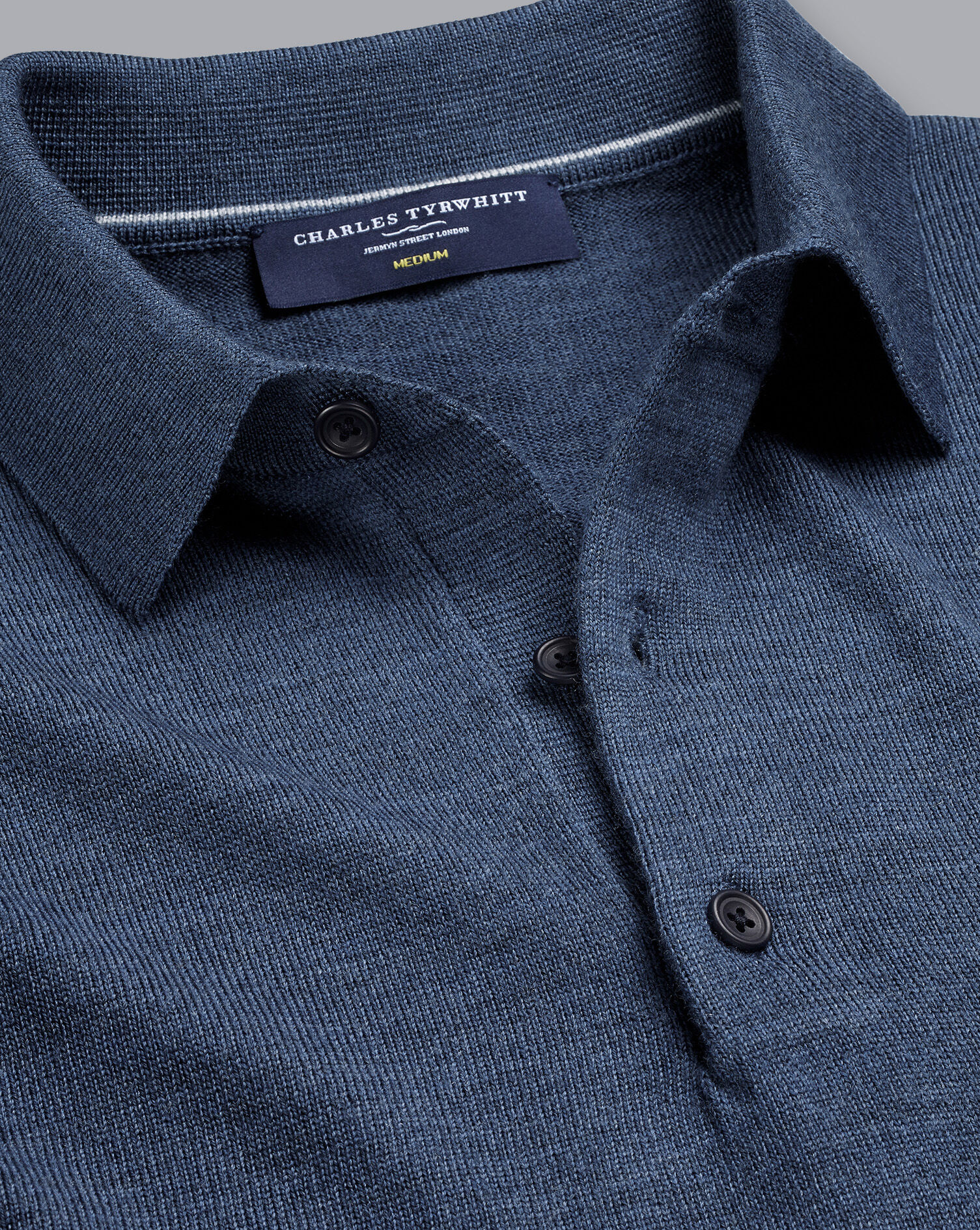 Pure Merino Knitted Polo - Indigo