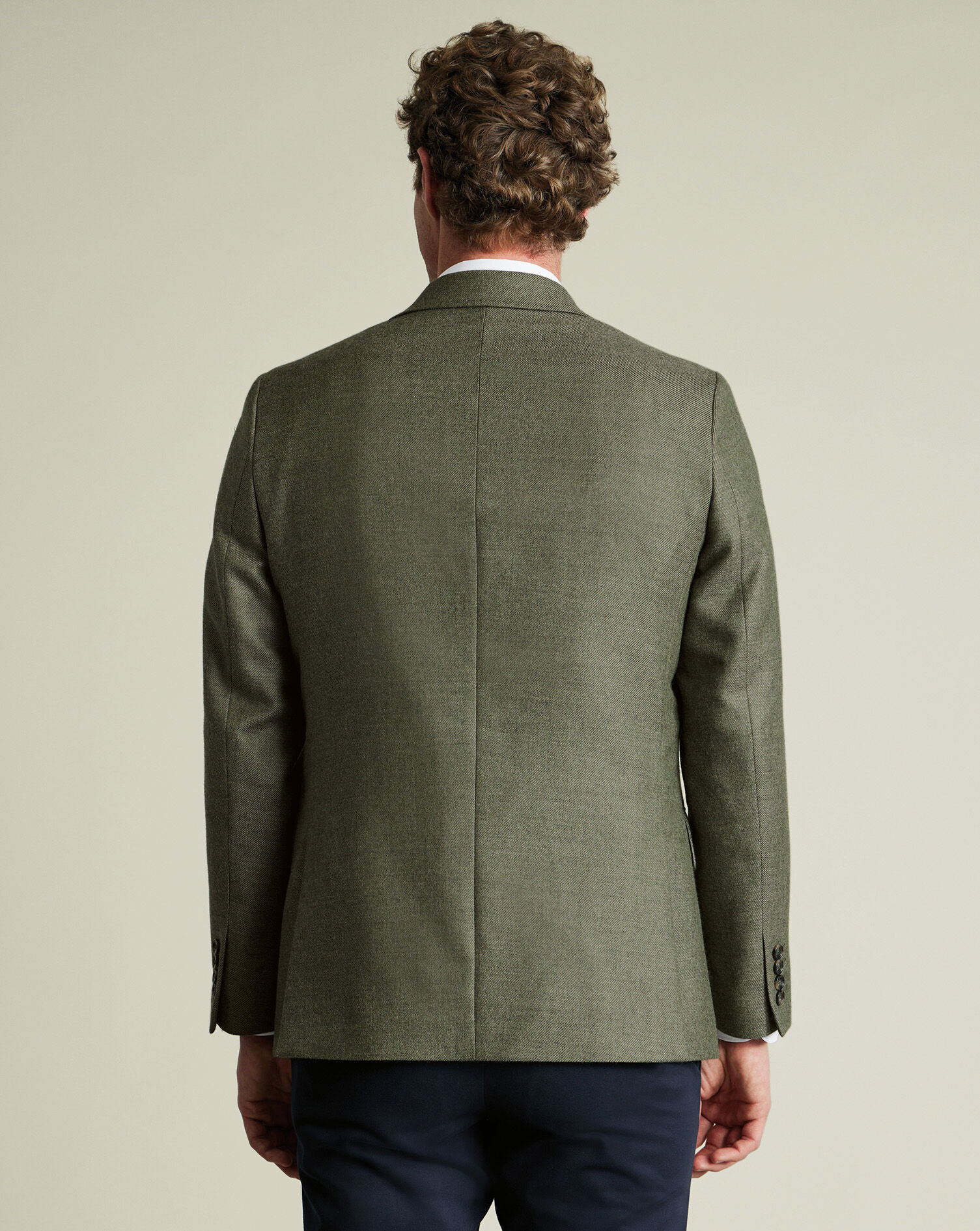 Wool Texture Twill  Jacket - Moss Green