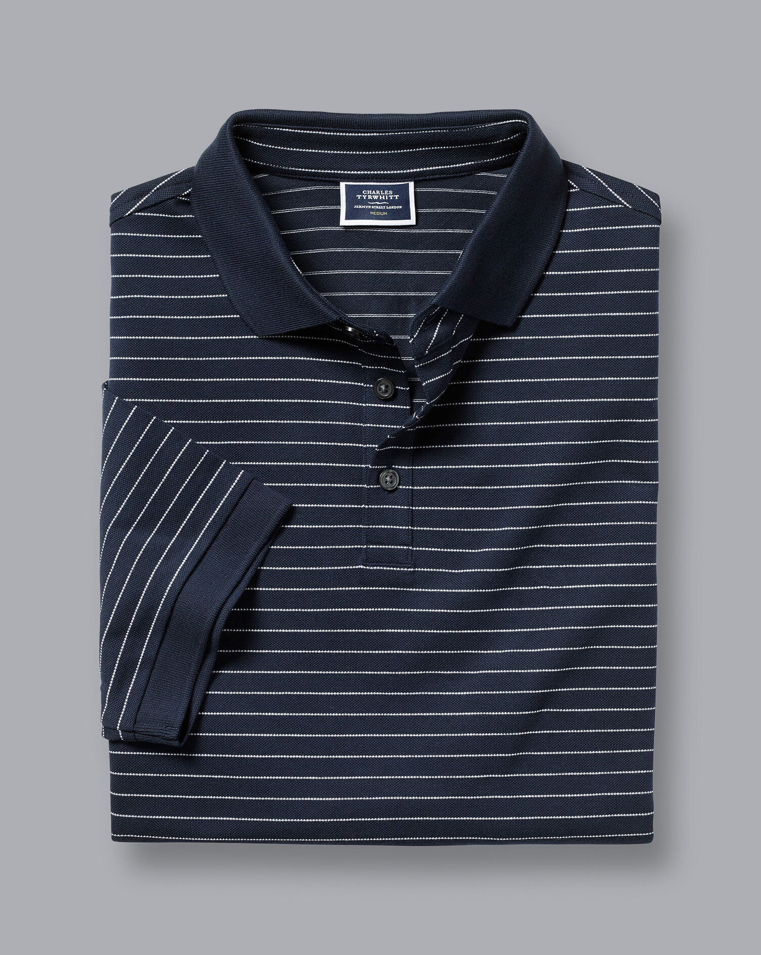 Pique Polo - Navy & White