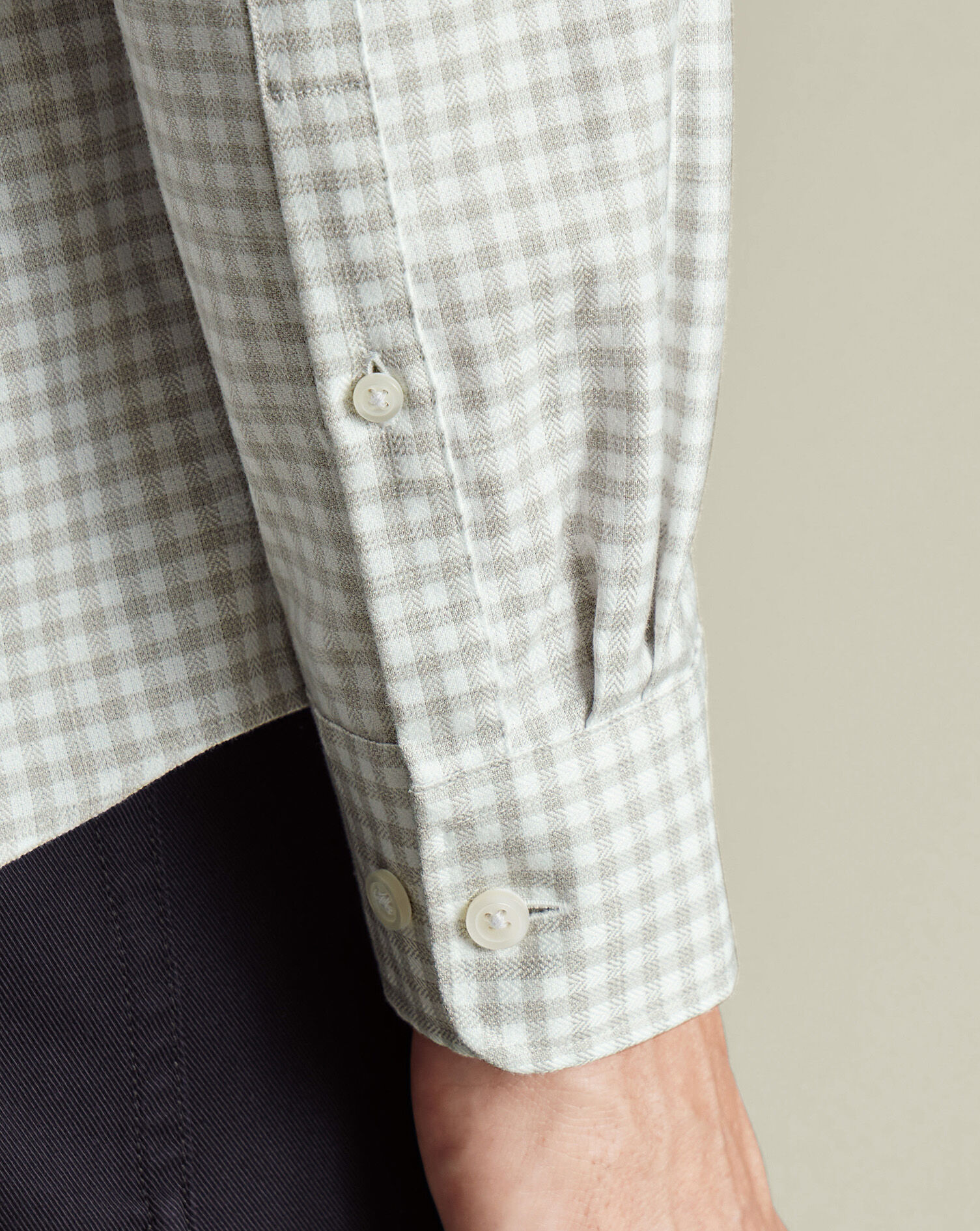 Non-Iron Twill Gingham Shirt - Silver Gray
