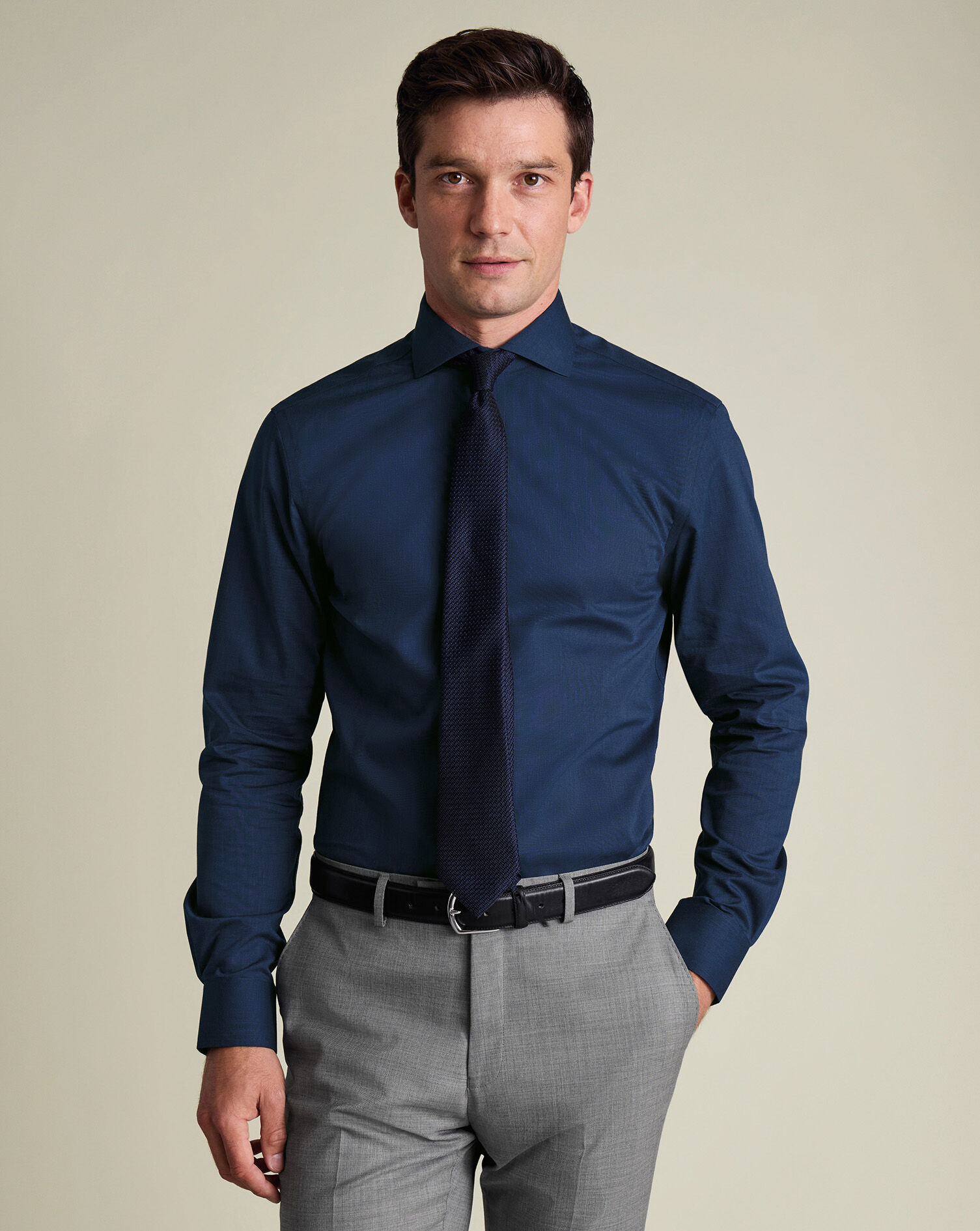 Non-Iron Stretch Poplin Shirt - Royal Blue