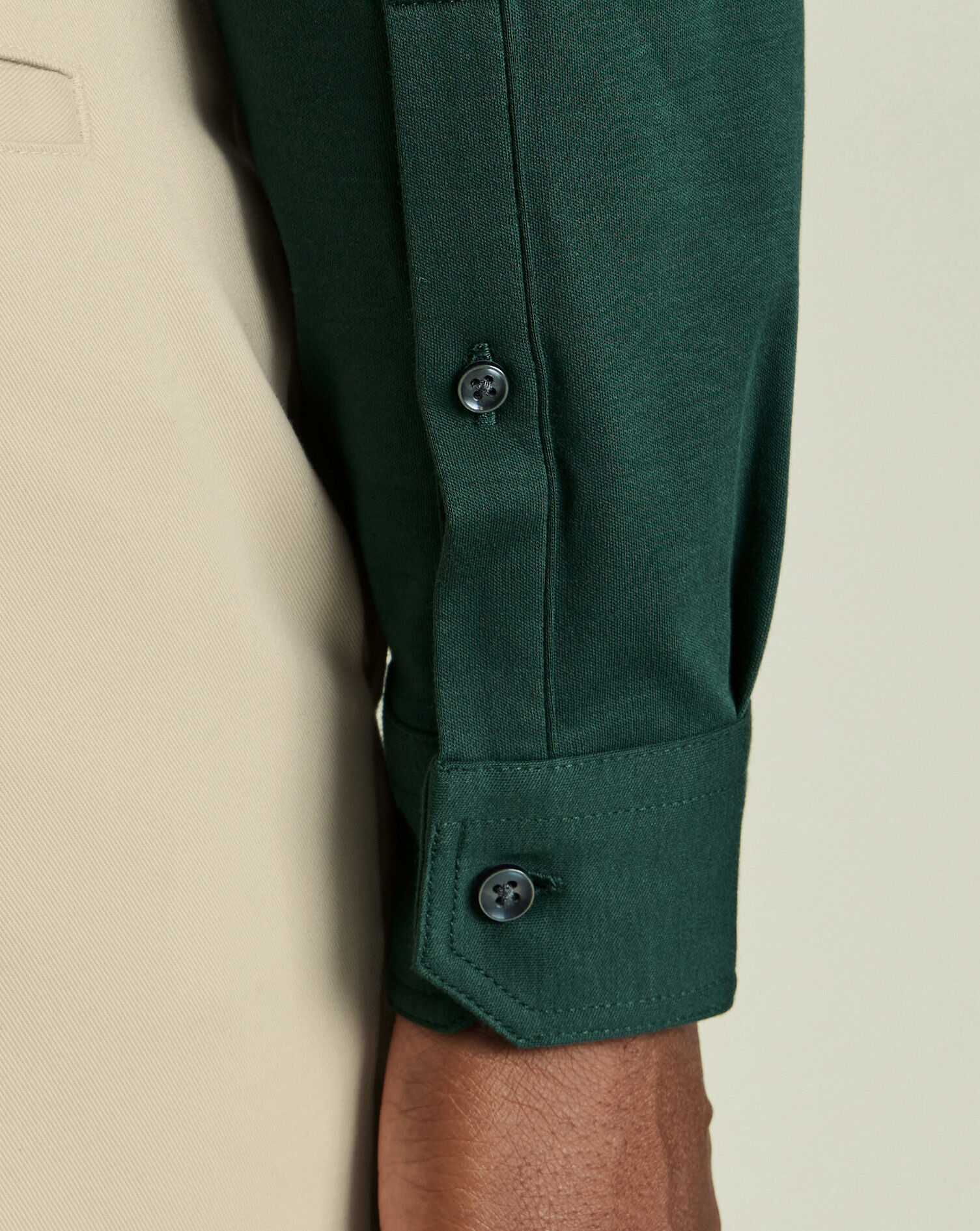 Long Sleeve Smart Jersey Polo - Dark Green