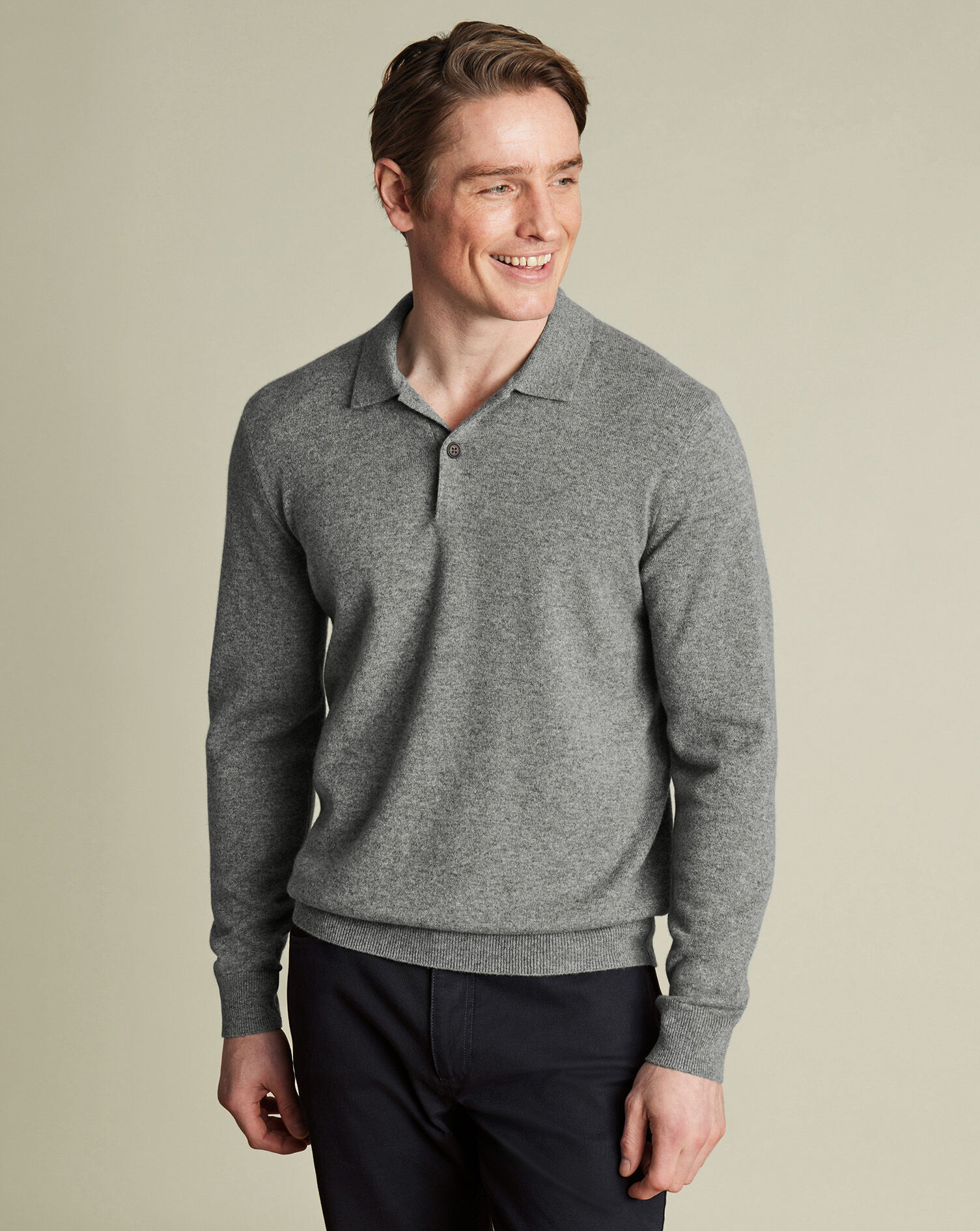 Cashmere Polo Sweater - Gray
