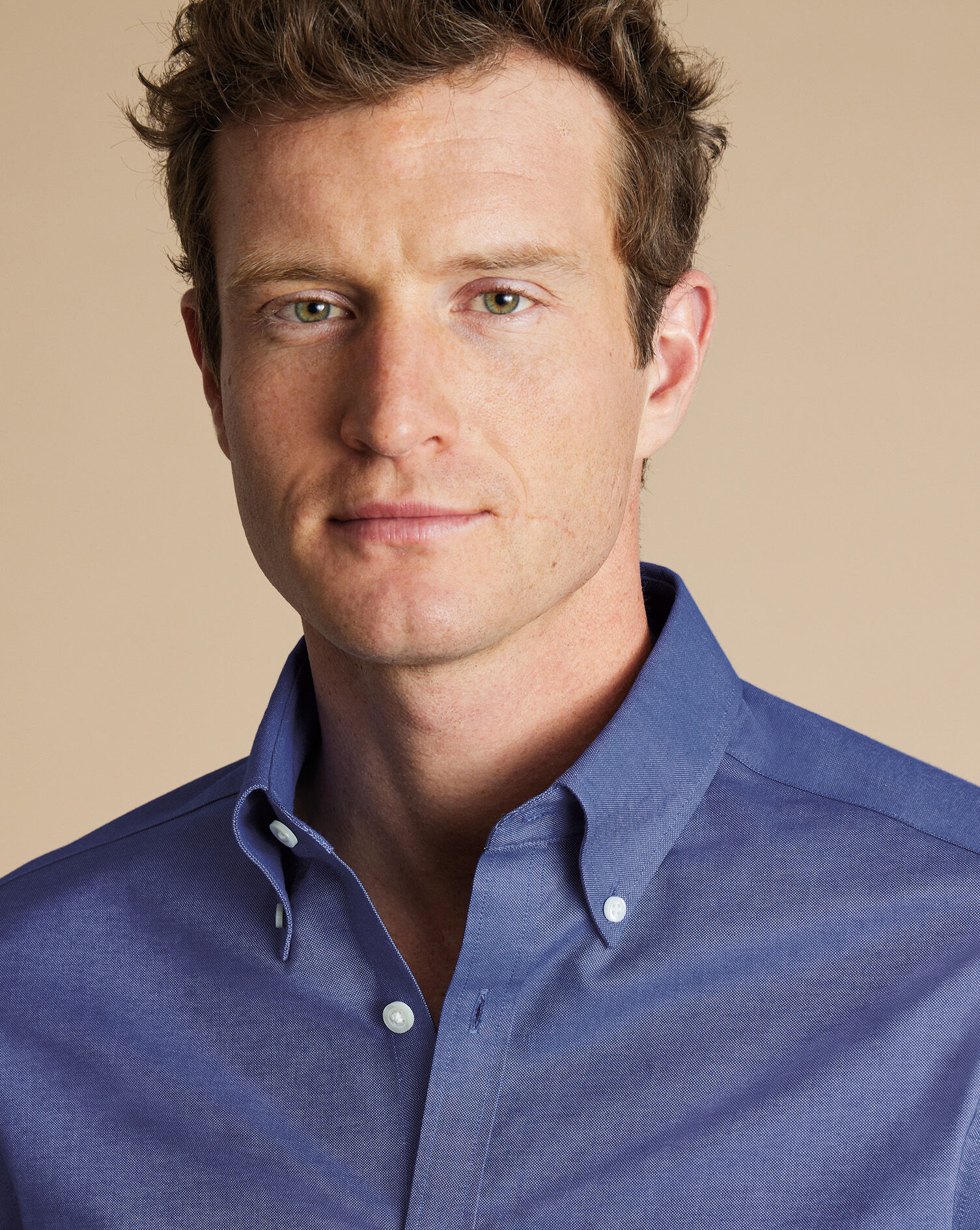 Button-Down Collar Non-Iron Stretch Oxford Shirt - Cobalt Blue